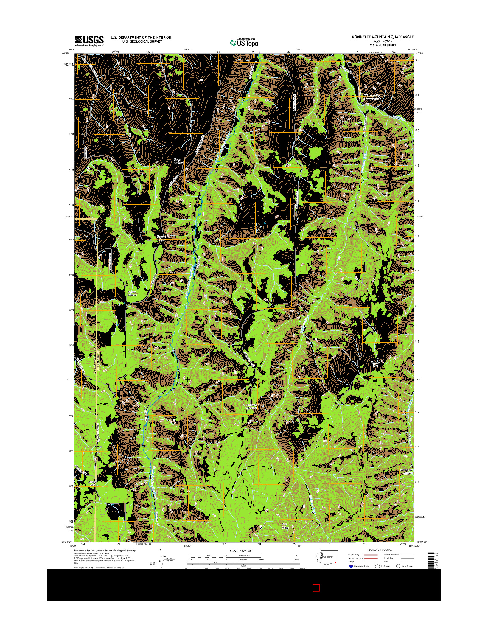 USGS US TOPO 7.5-MINUTE MAP FOR ROBINETTE MOUNTAIN, WA 2017