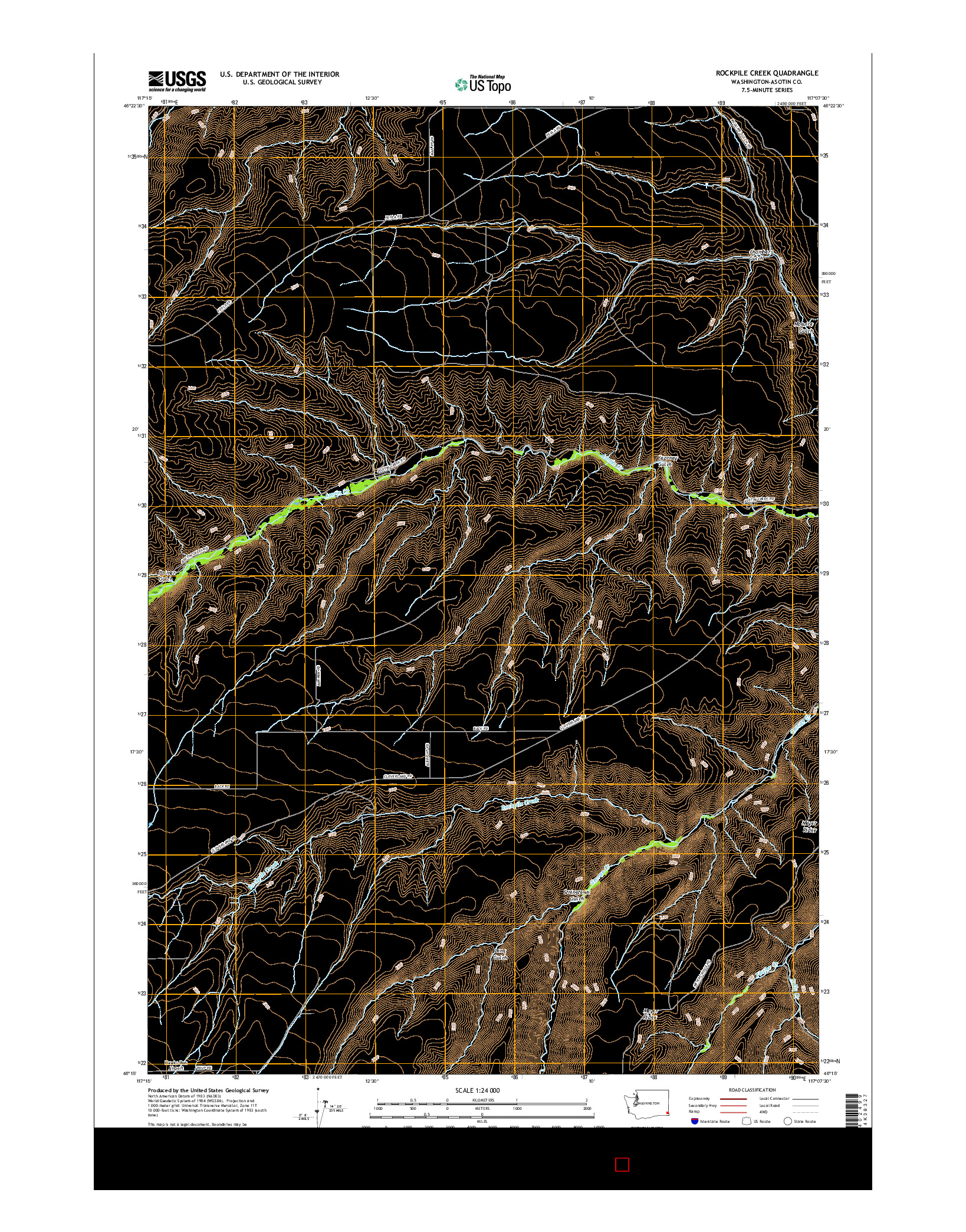 USGS US TOPO 7.5-MINUTE MAP FOR ROCKPILE CREEK, WA 2017