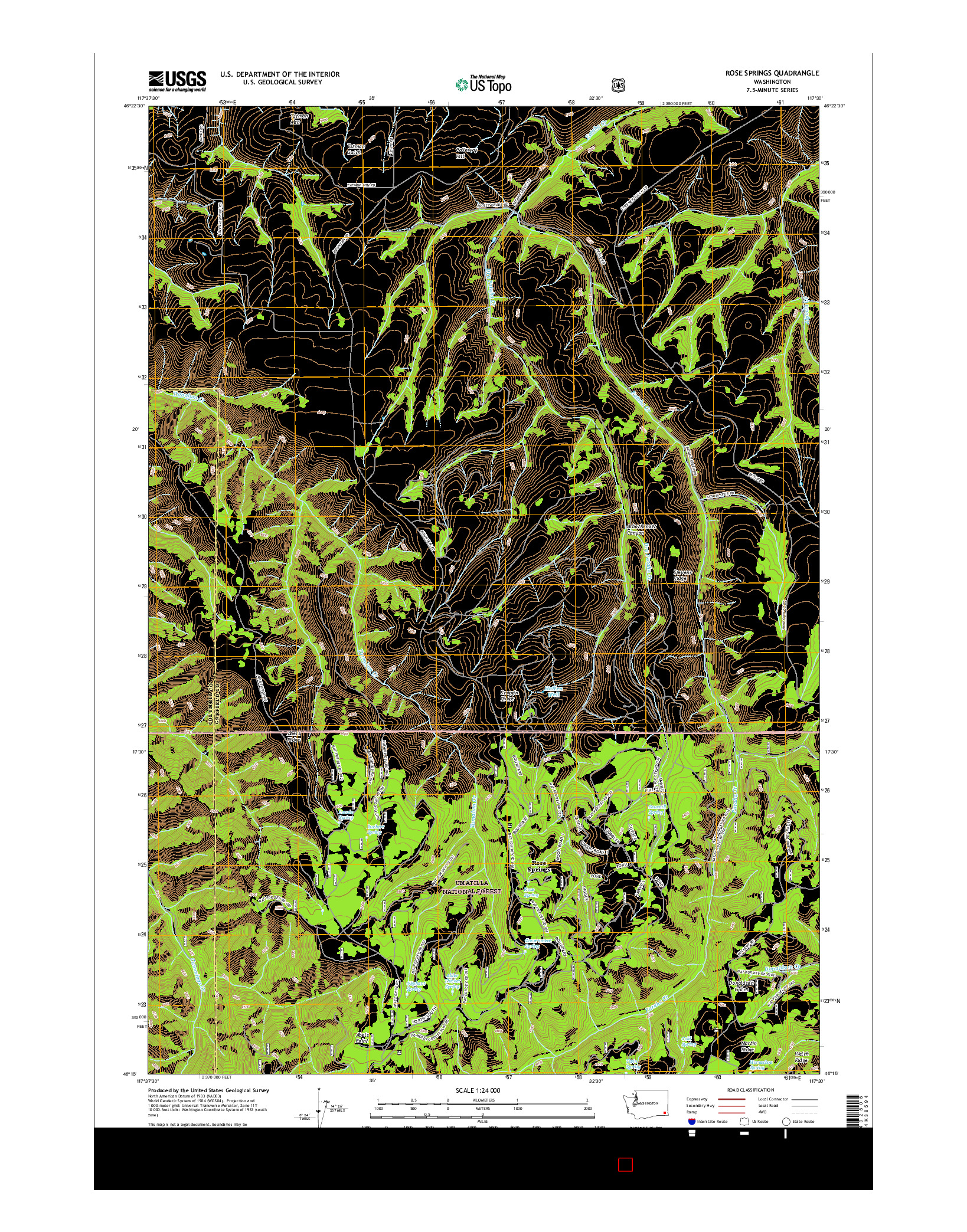 USGS US TOPO 7.5-MINUTE MAP FOR ROSE SPRINGS, WA 2017