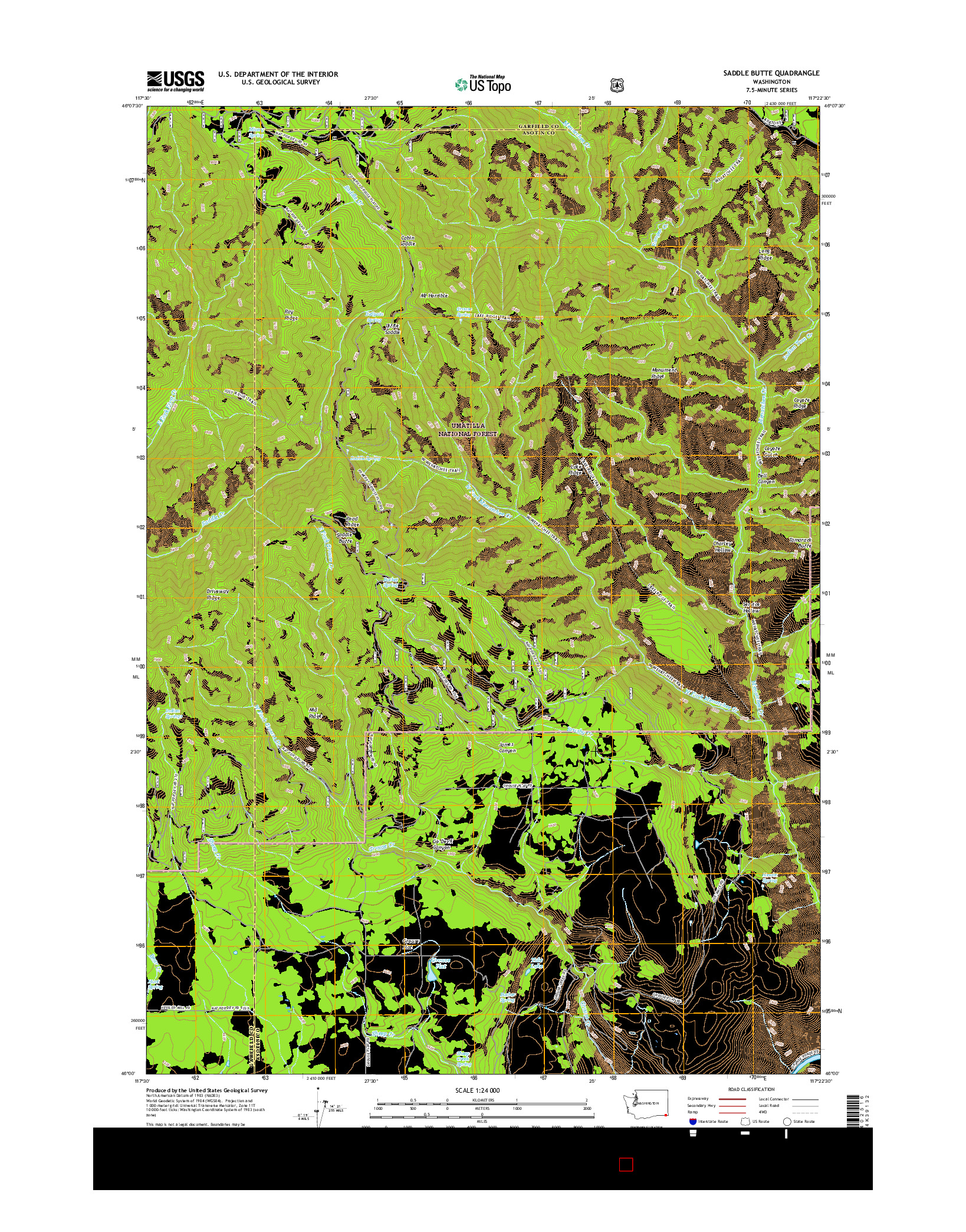 USGS US TOPO 7.5-MINUTE MAP FOR SADDLE BUTTE, WA 2017