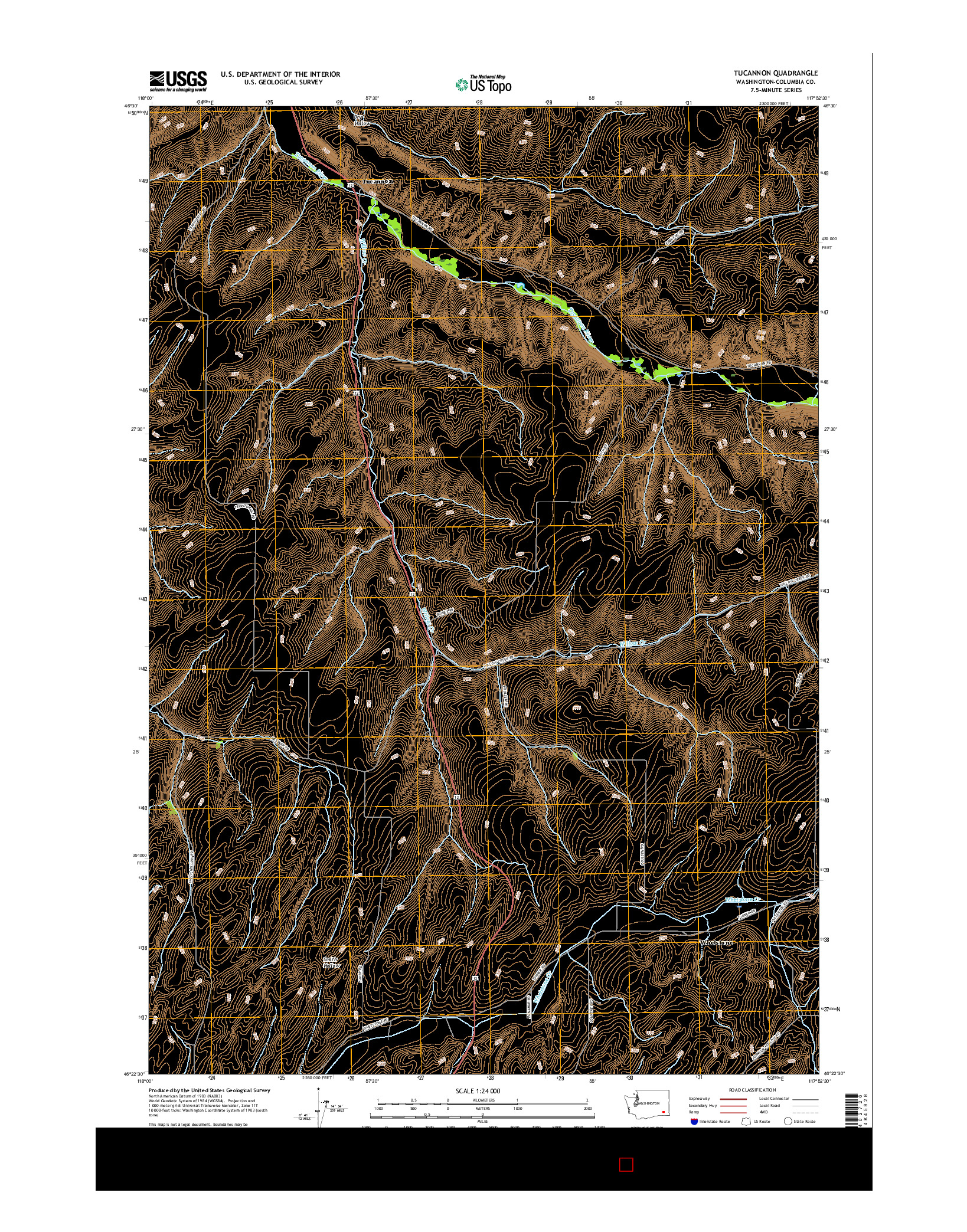 USGS US TOPO 7.5-MINUTE MAP FOR TUCANNON, WA 2017