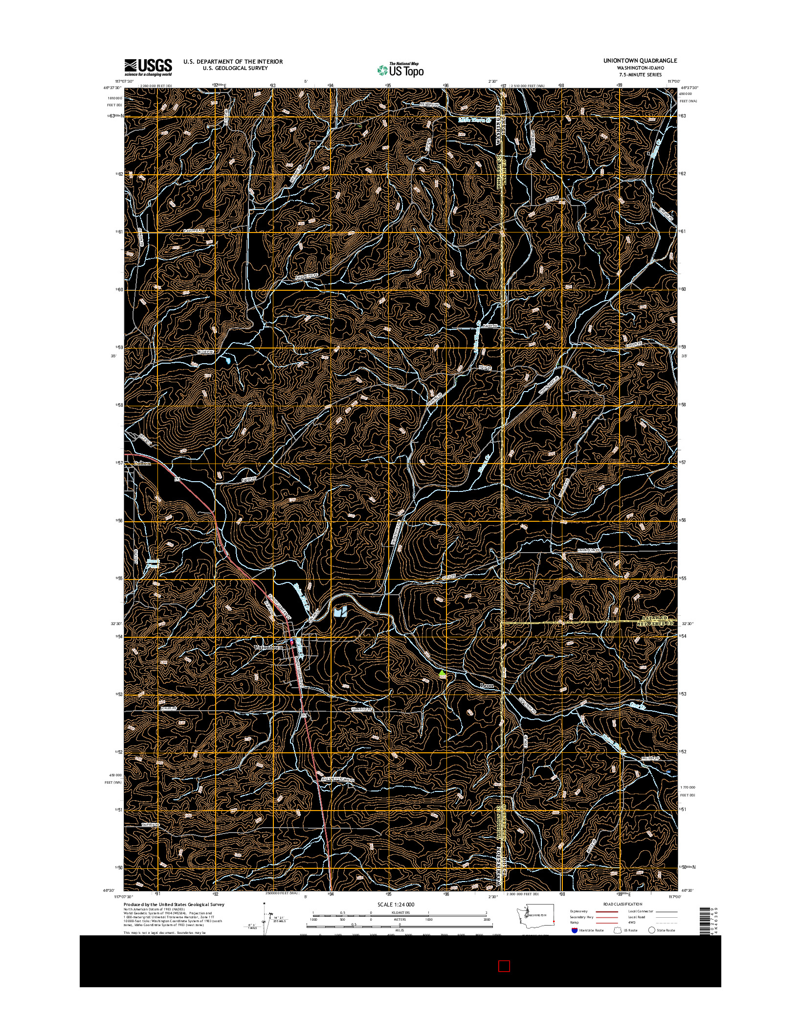USGS US TOPO 7.5-MINUTE MAP FOR UNIONTOWN, WA-ID 2017
