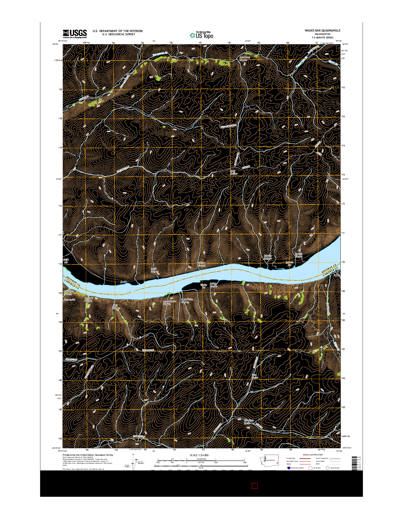 USGS US TOPO 7.5-MINUTE MAP FOR WADES BAR, WA 2017