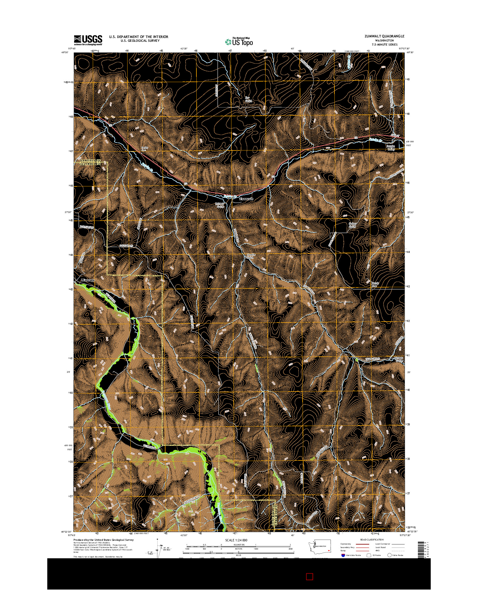 USGS US TOPO 7.5-MINUTE MAP FOR ZUMWALT, WA 2017