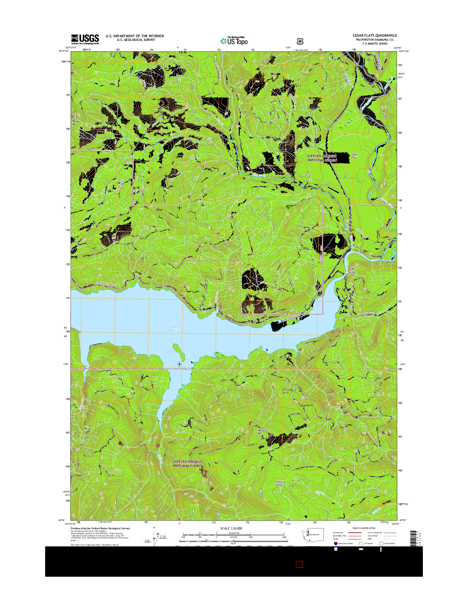 USGS US TOPO 7.5-MINUTE MAP FOR CEDAR FLATS, WA 2017