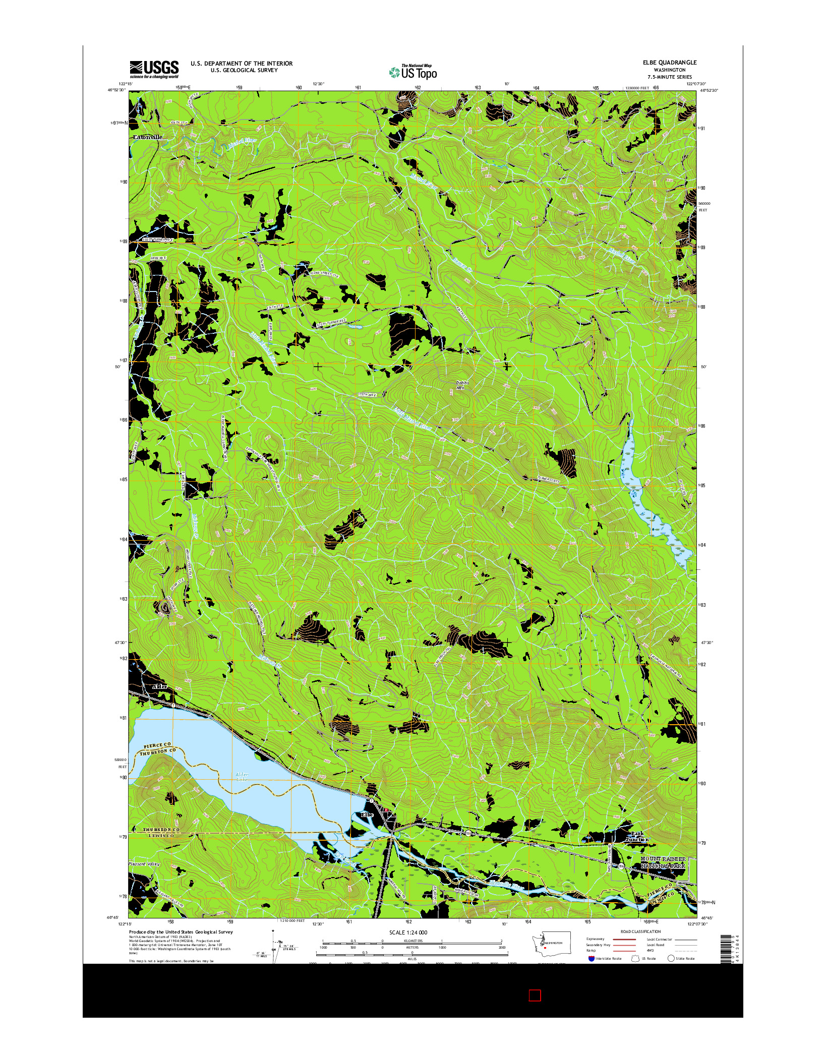 USGS US TOPO 7.5-MINUTE MAP FOR ELBE, WA 2017