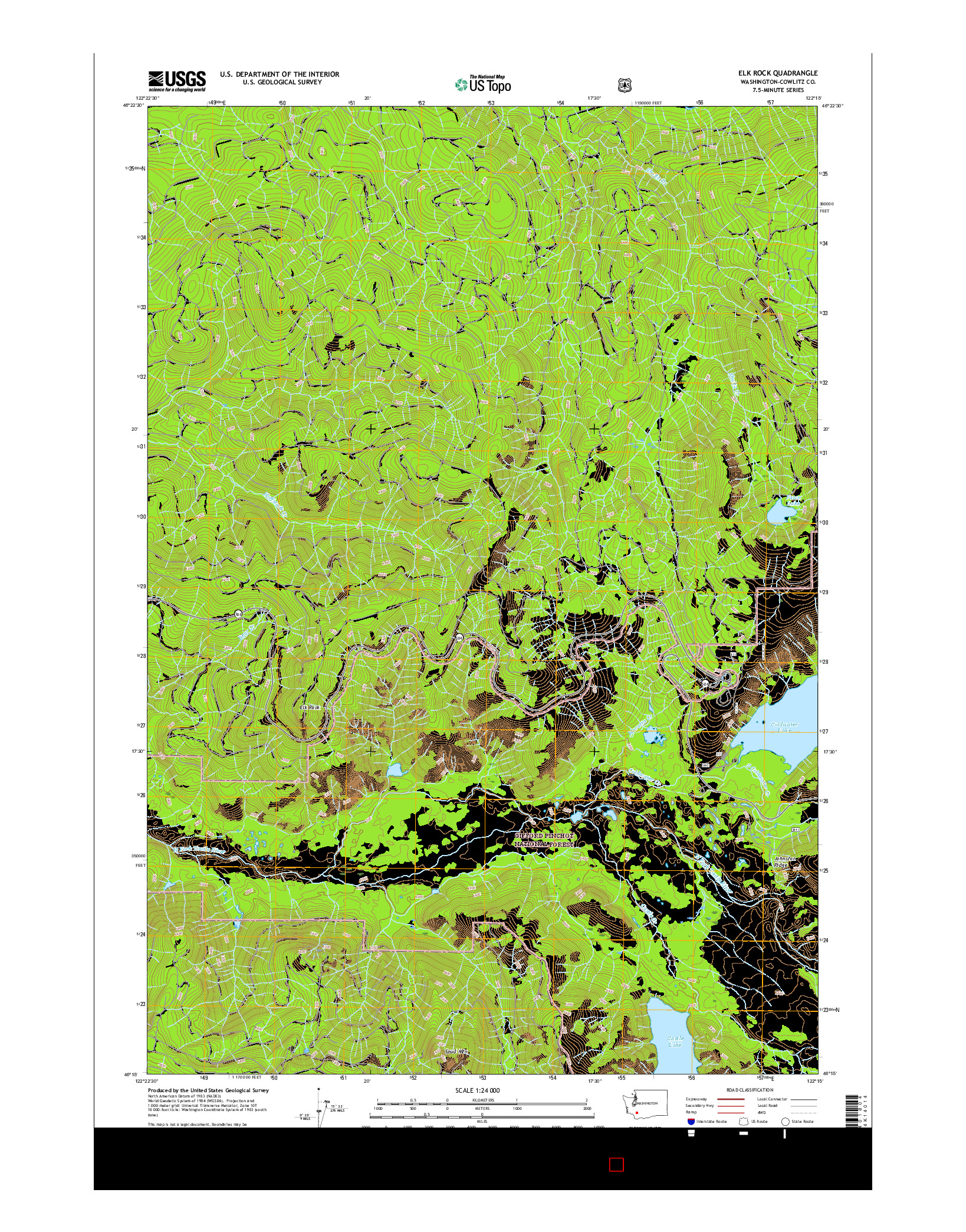 USGS US TOPO 7.5-MINUTE MAP FOR ELK ROCK, WA 2017