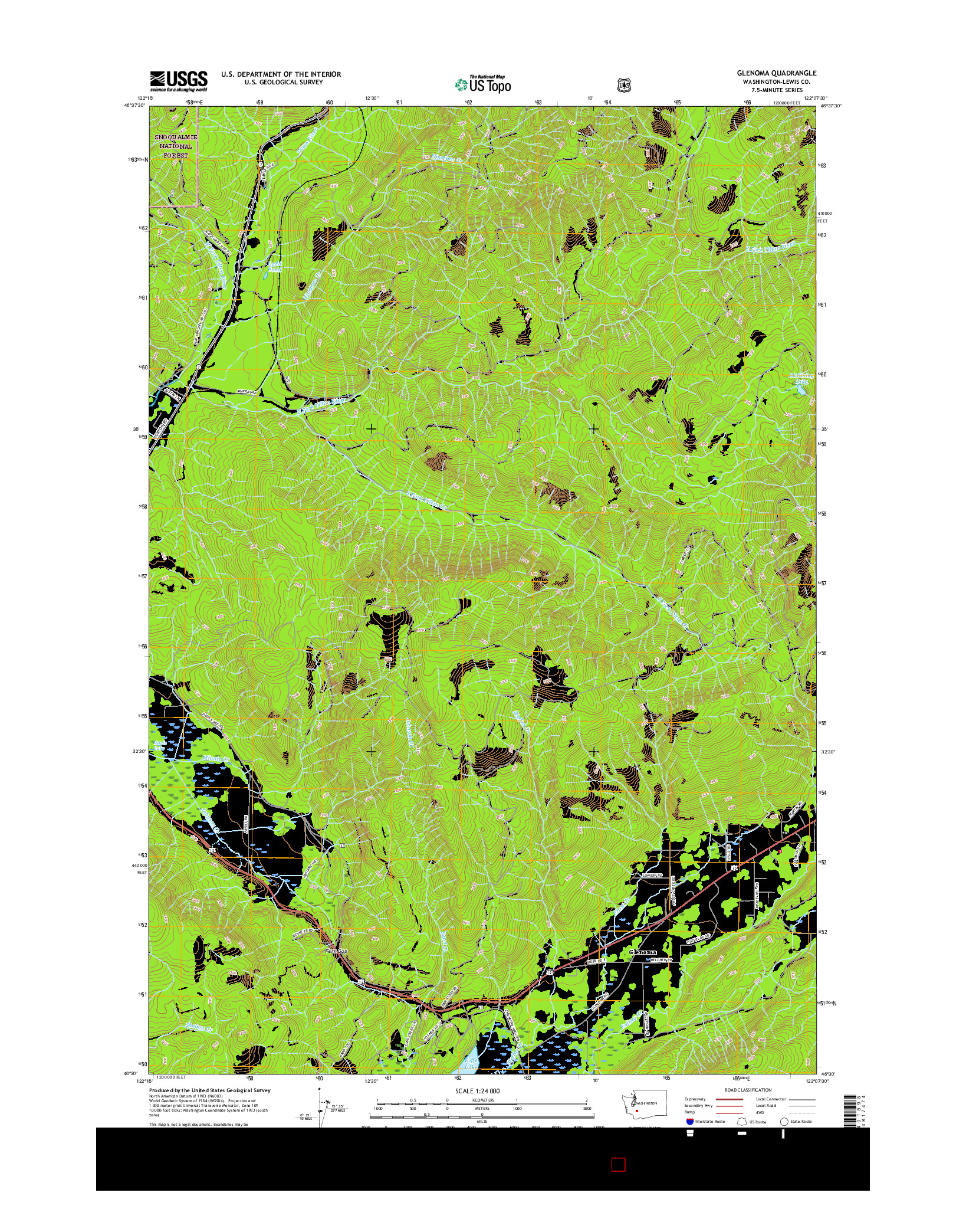 USGS US TOPO 7.5-MINUTE MAP FOR GLENOMA, WA 2017