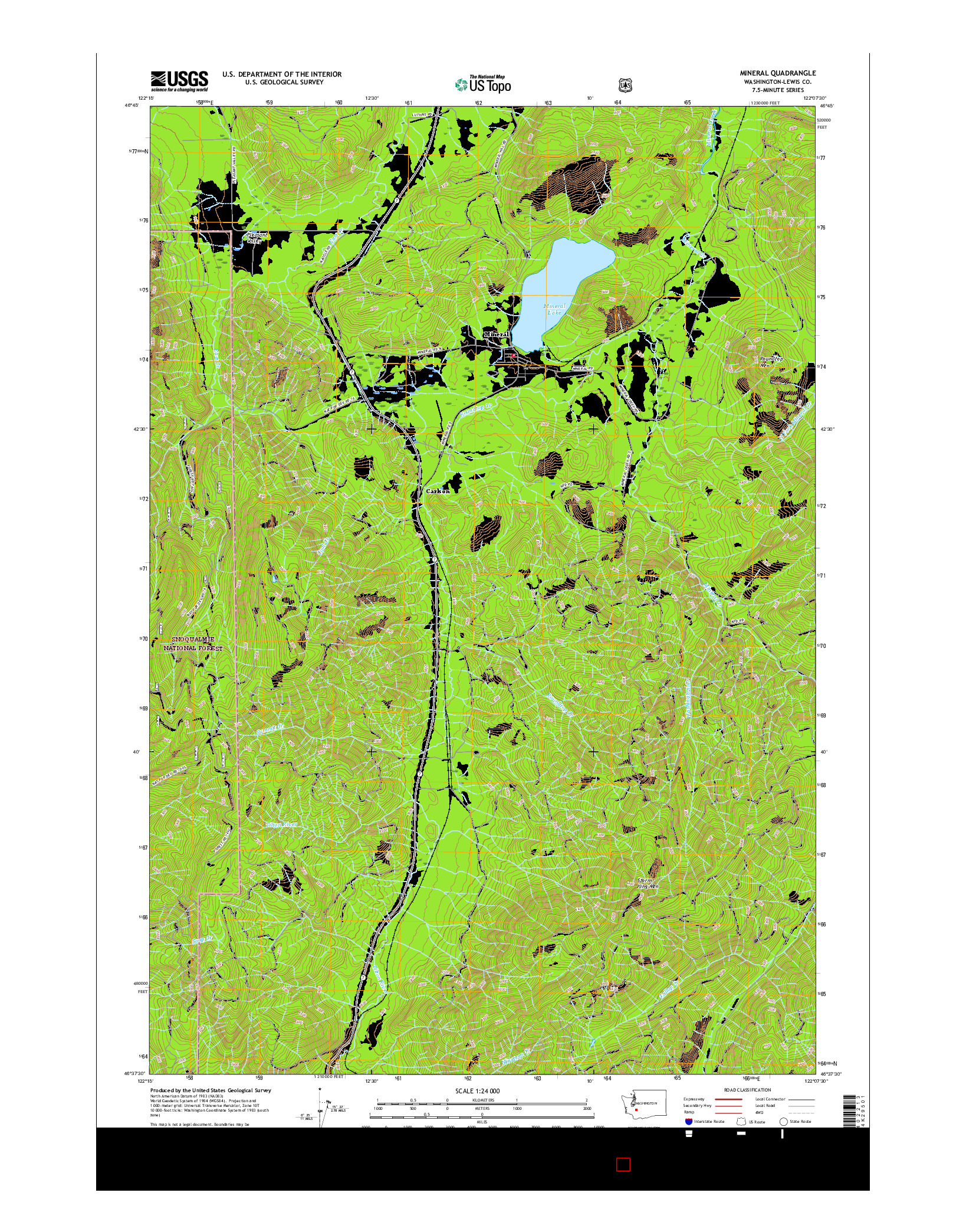 USGS US TOPO 7.5-MINUTE MAP FOR MINERAL, WA 2017