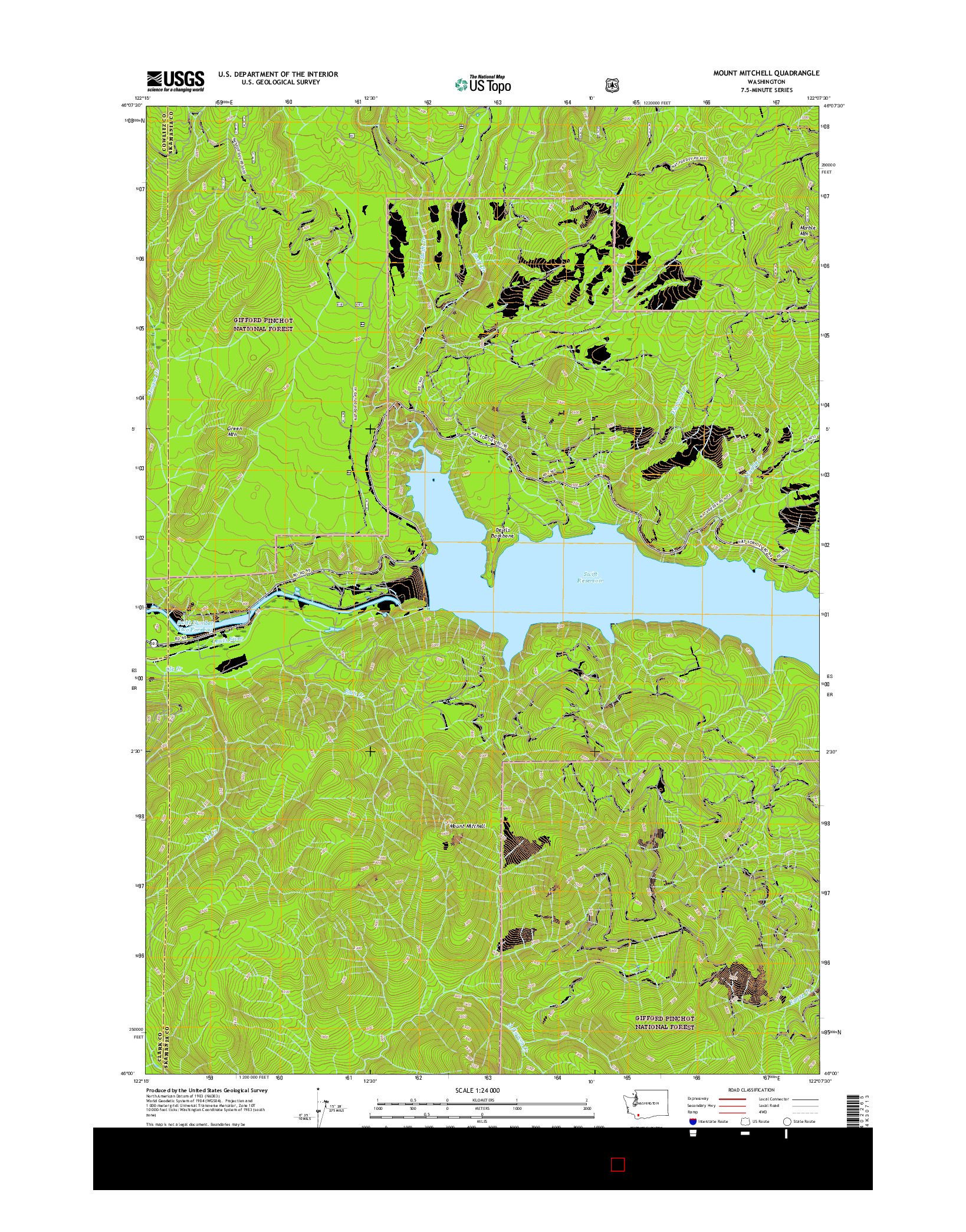 USGS US TOPO 7.5-MINUTE MAP FOR MOUNT MITCHELL, WA 2017