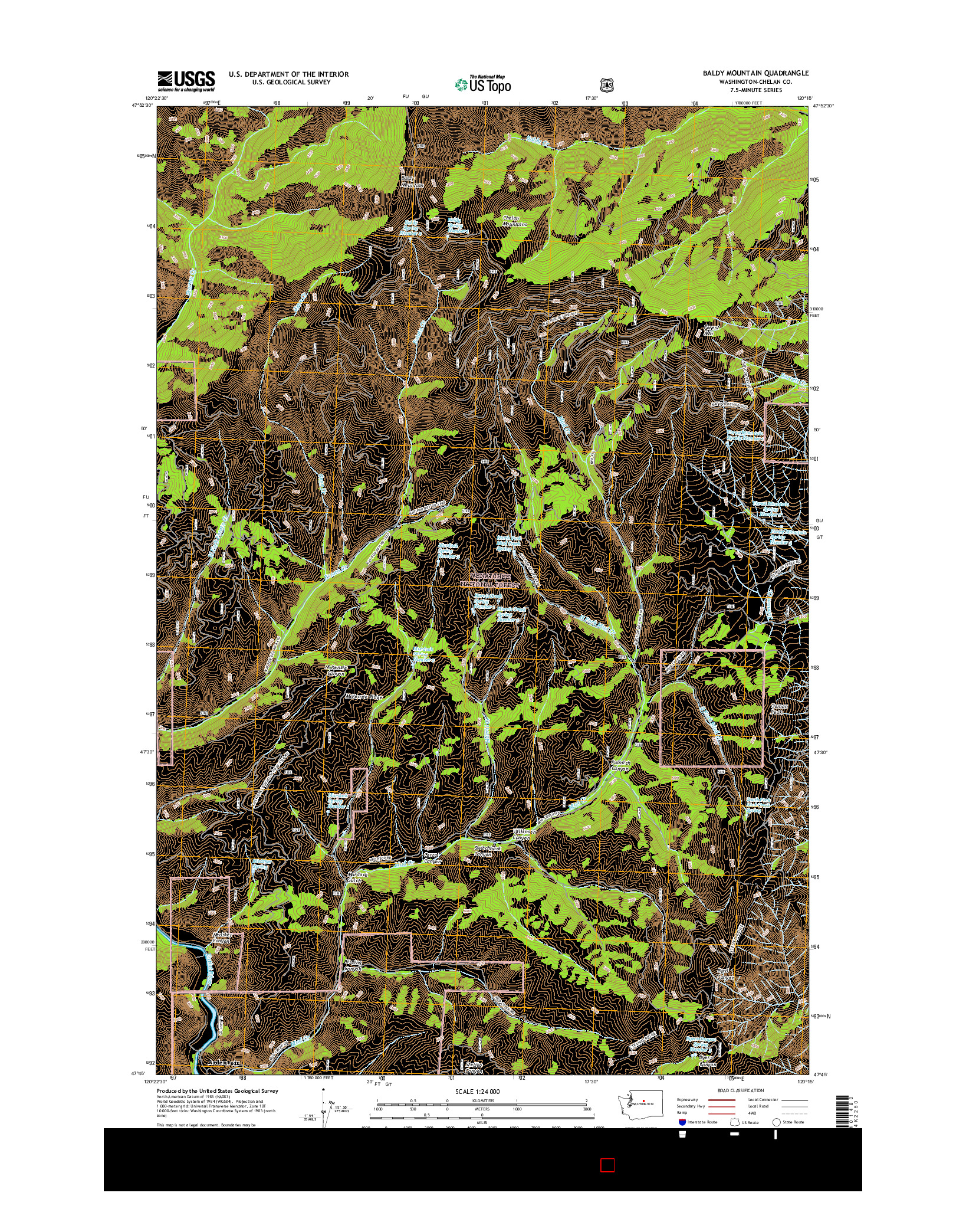 USGS US TOPO 7.5-MINUTE MAP FOR BALDY MOUNTAIN, WA 2017