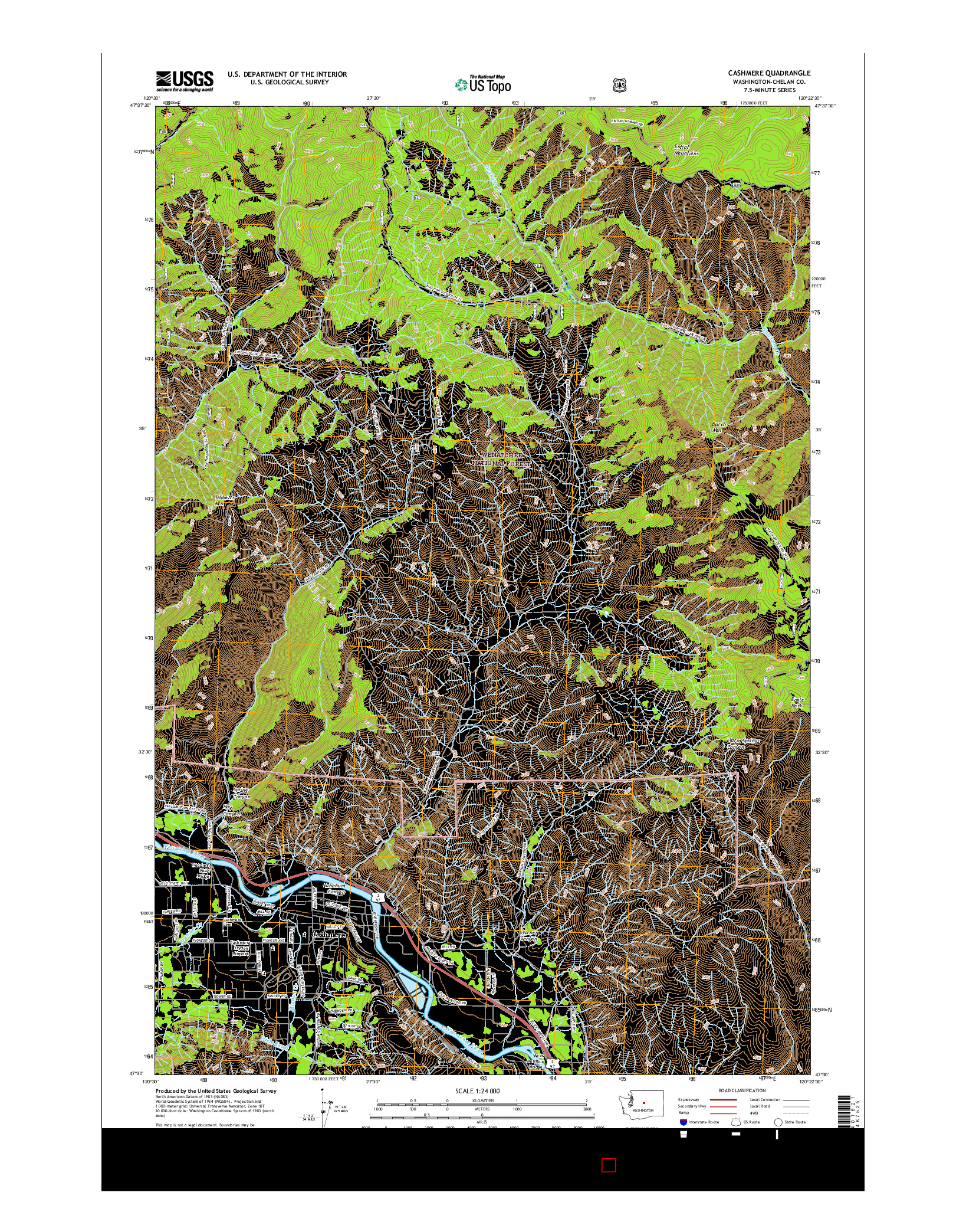 USGS US TOPO 7.5-MINUTE MAP FOR CASHMERE, WA 2017