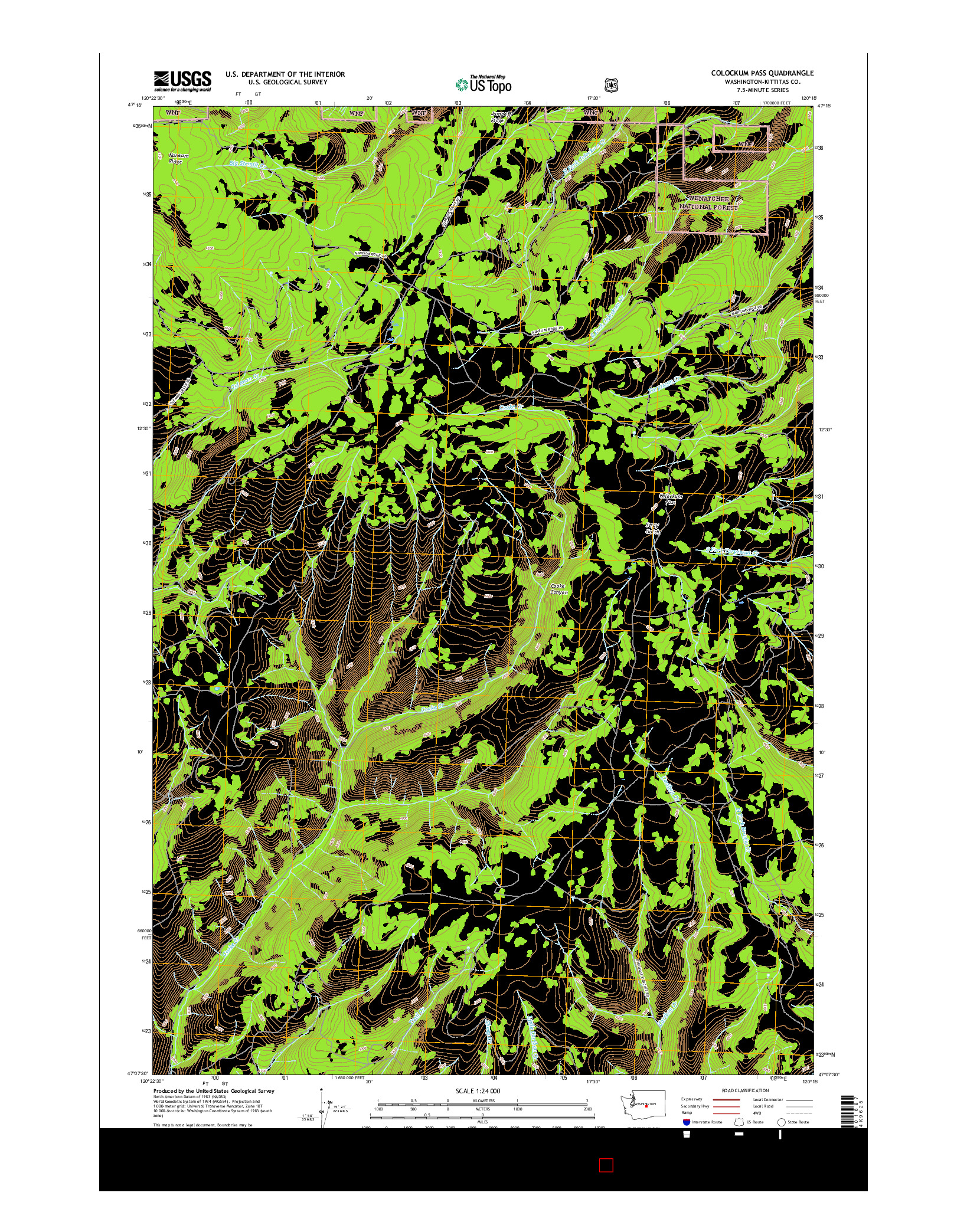 USGS US TOPO 7.5-MINUTE MAP FOR COLOCKUM PASS, WA 2017