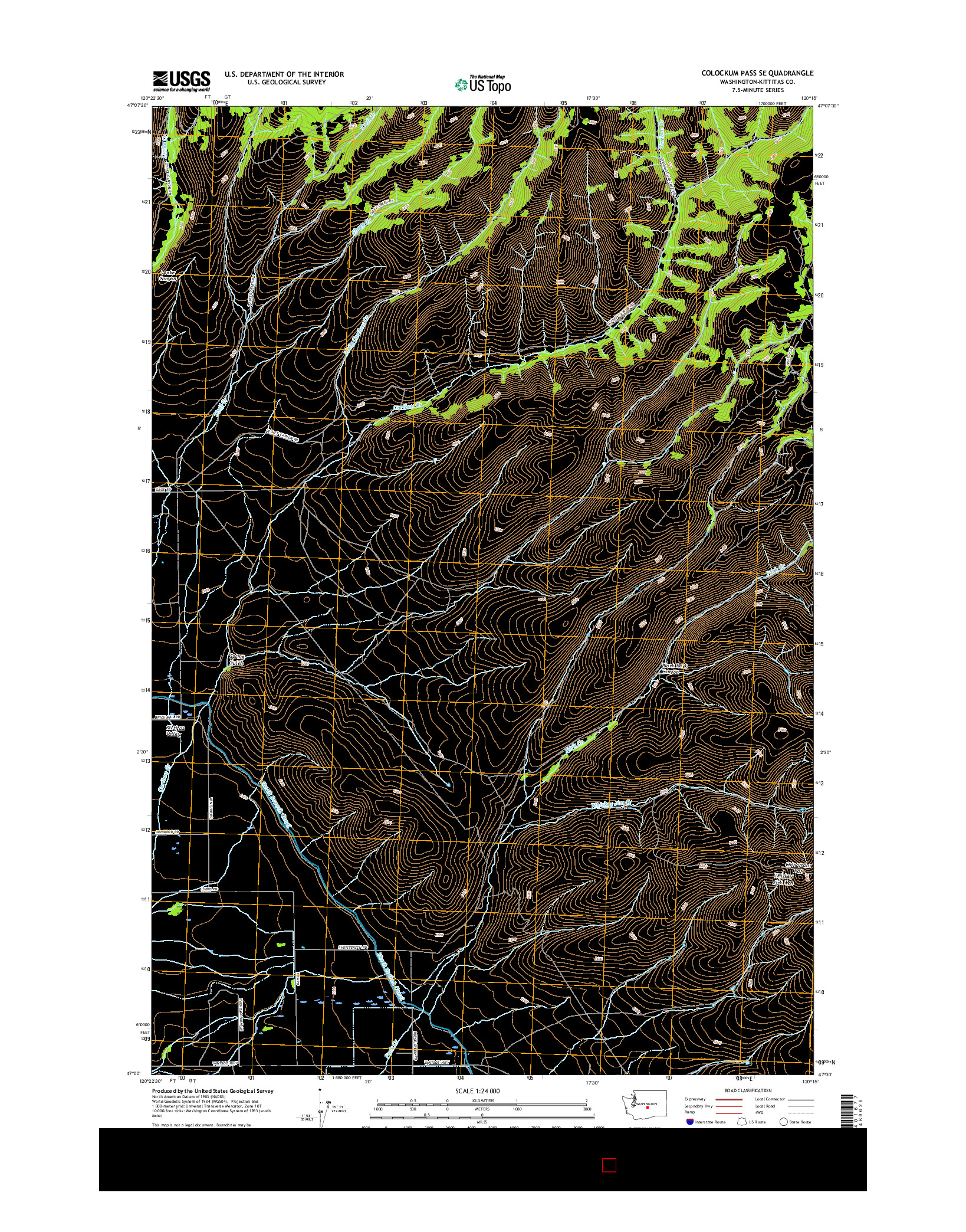 USGS US TOPO 7.5-MINUTE MAP FOR COLOCKUM PASS SE, WA 2017