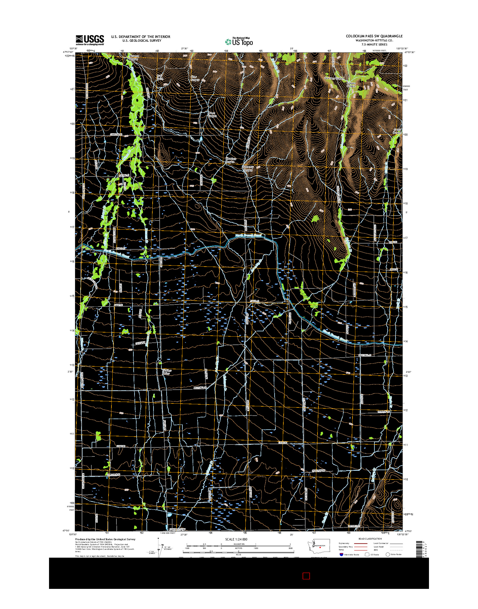 USGS US TOPO 7.5-MINUTE MAP FOR COLOCKUM PASS SW, WA 2017