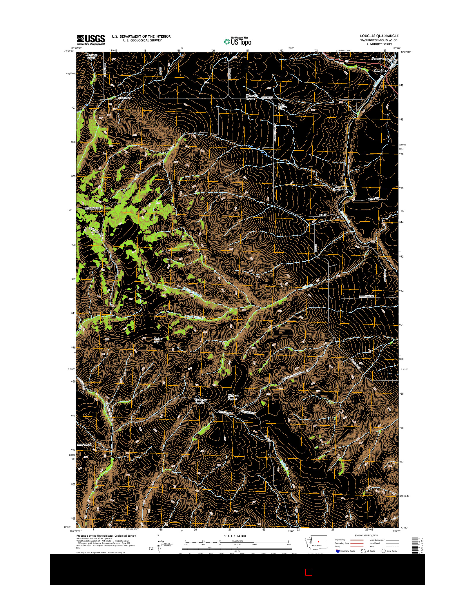 USGS US TOPO 7.5-MINUTE MAP FOR DOUGLAS, WA 2017