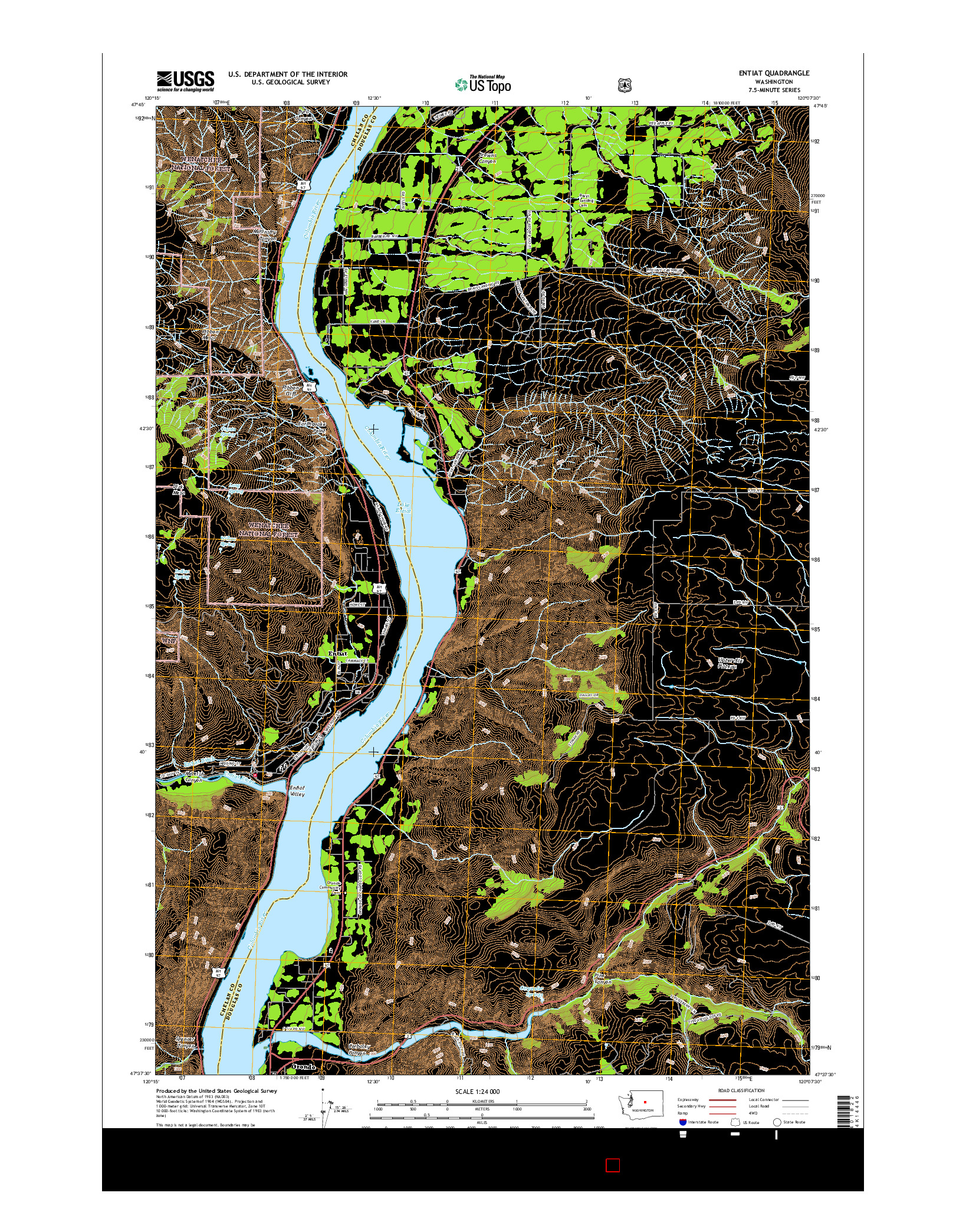 USGS US TOPO 7.5-MINUTE MAP FOR ENTIAT, WA 2017
