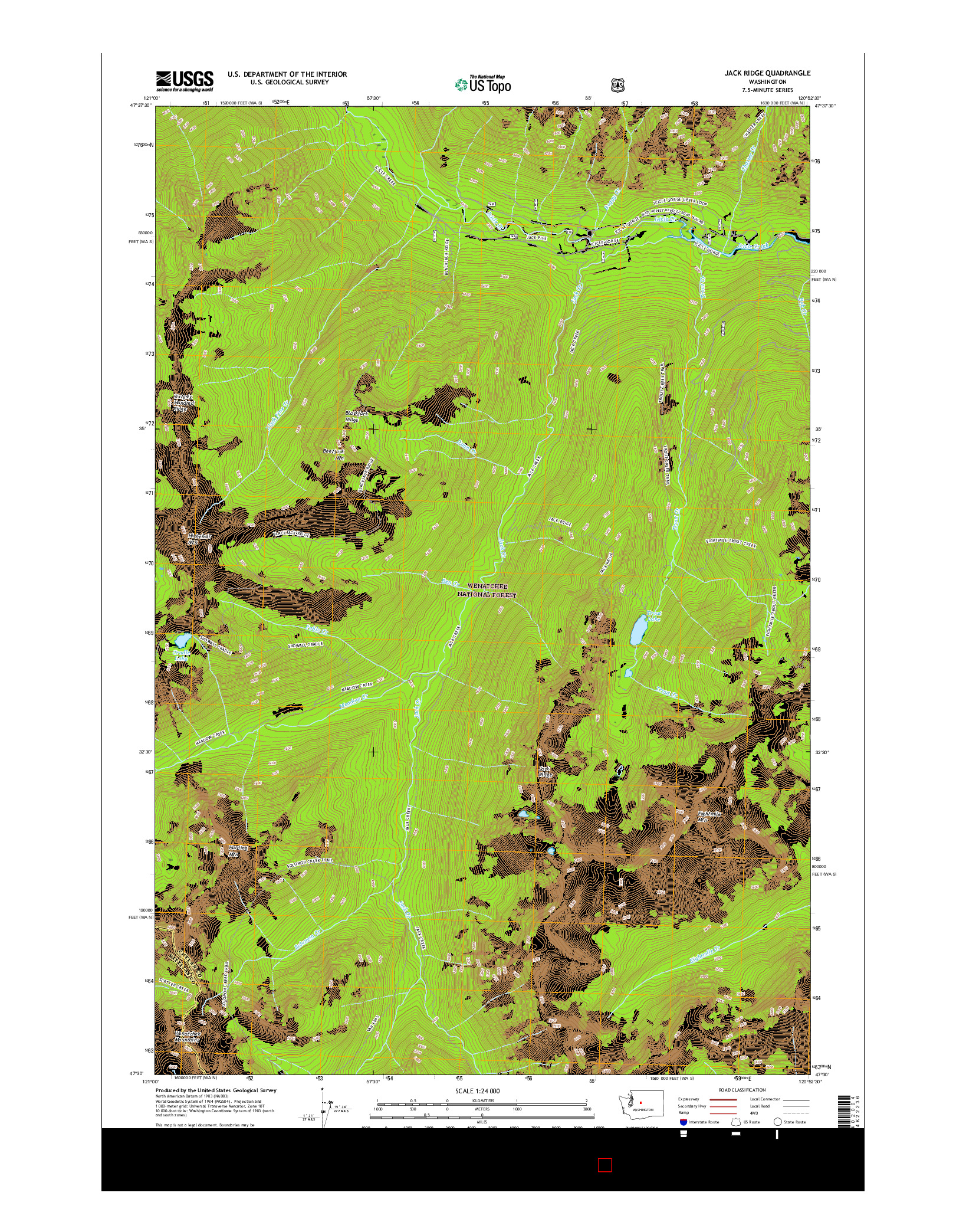 USGS US TOPO 7.5-MINUTE MAP FOR JACK RIDGE, WA 2017