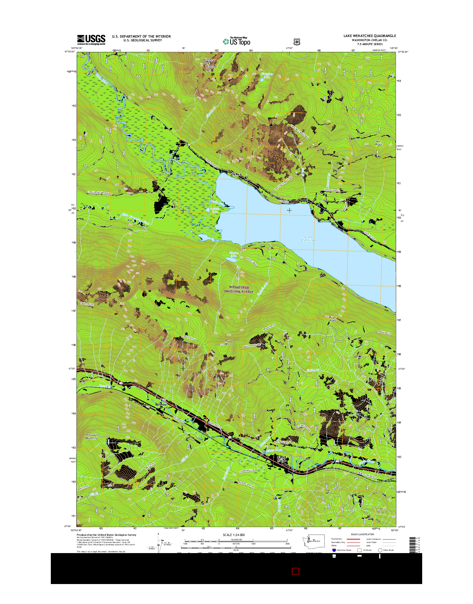 USGS US TOPO 7.5-MINUTE MAP FOR LAKE WENATCHEE, WA 2017