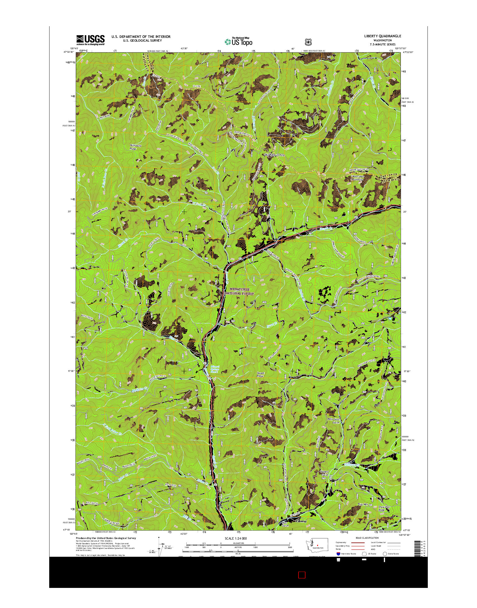 USGS US TOPO 7.5-MINUTE MAP FOR LIBERTY, WA 2017