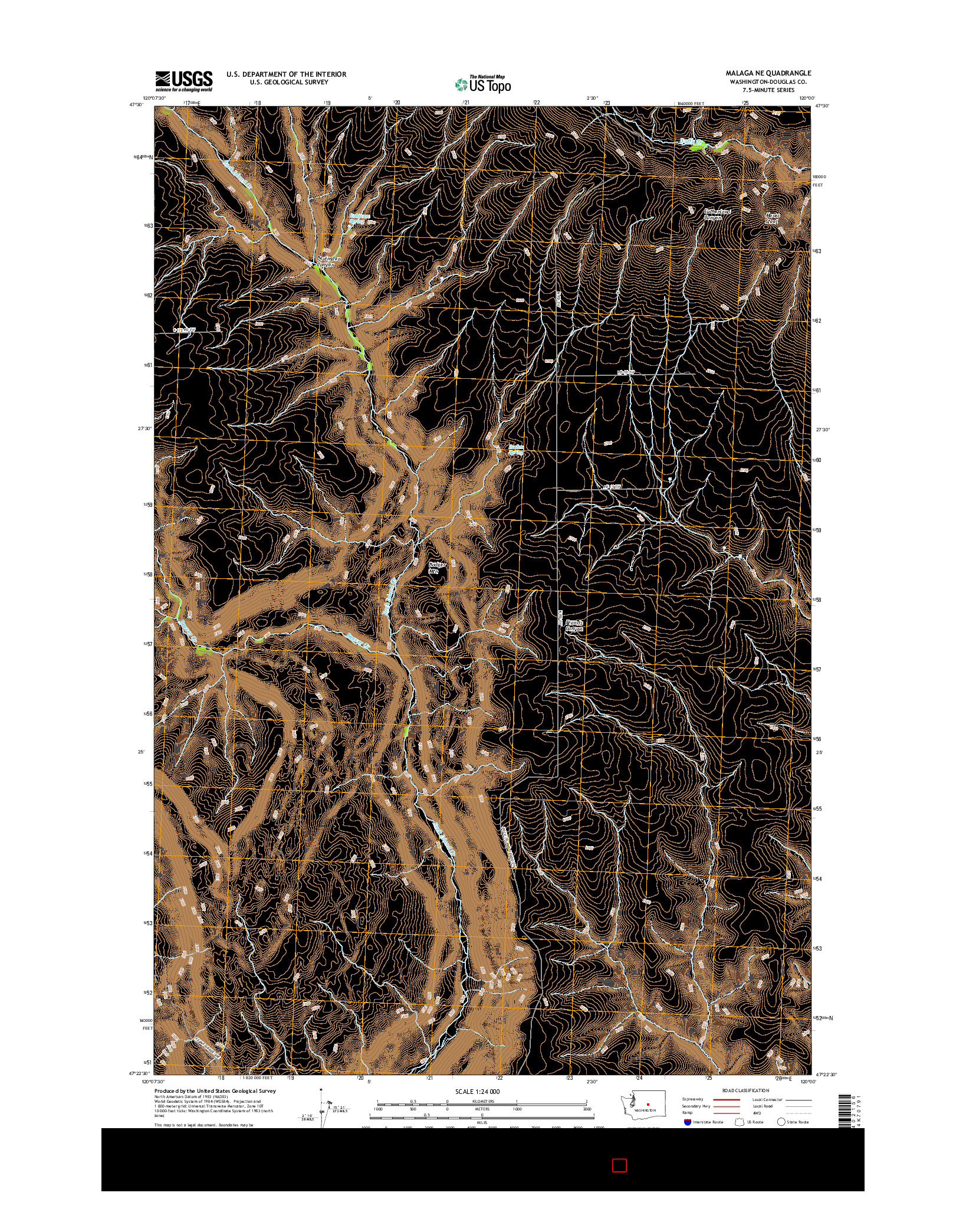 USGS US TOPO 7.5-MINUTE MAP FOR MALAGA NE, WA 2017