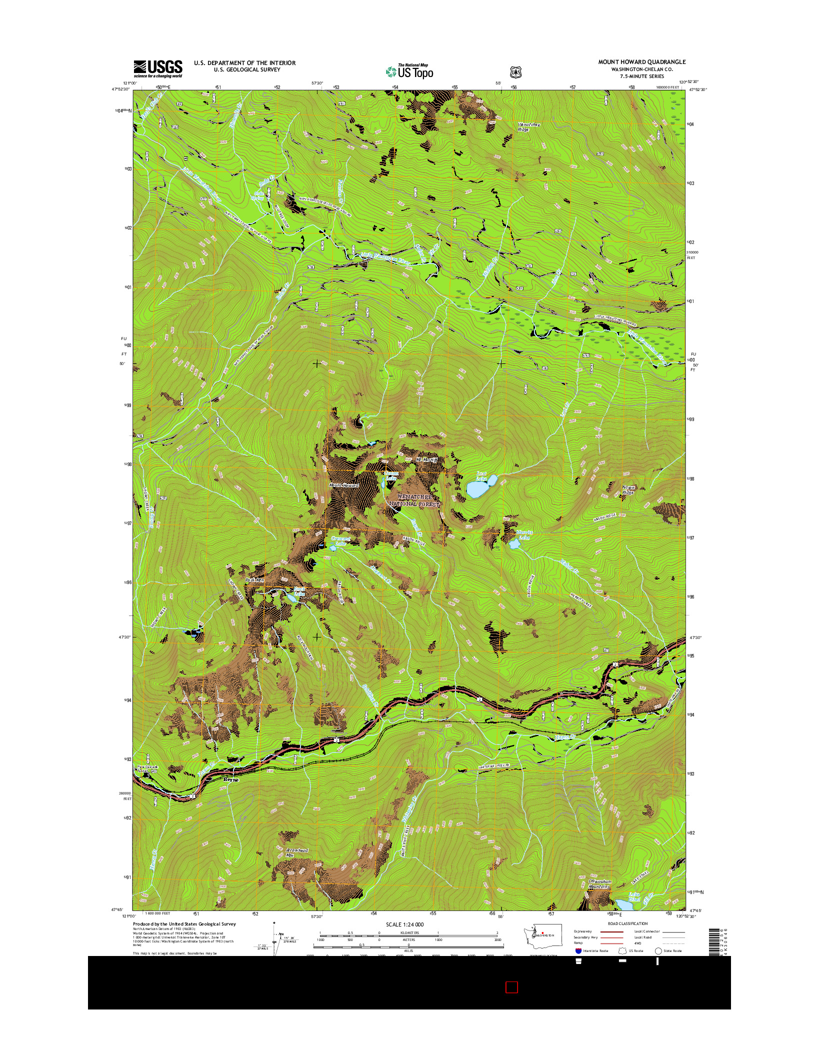 USGS US TOPO 7.5-MINUTE MAP FOR MOUNT HOWARD, WA 2017