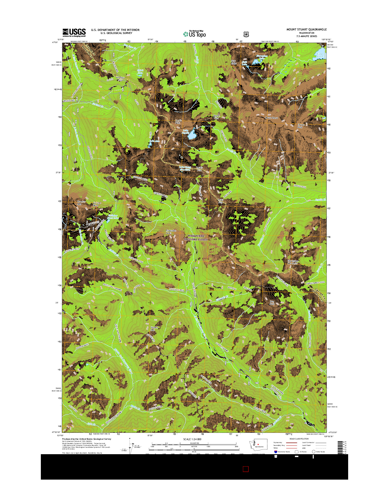 USGS US TOPO 7.5-MINUTE MAP FOR MOUNT STUART, WA 2017