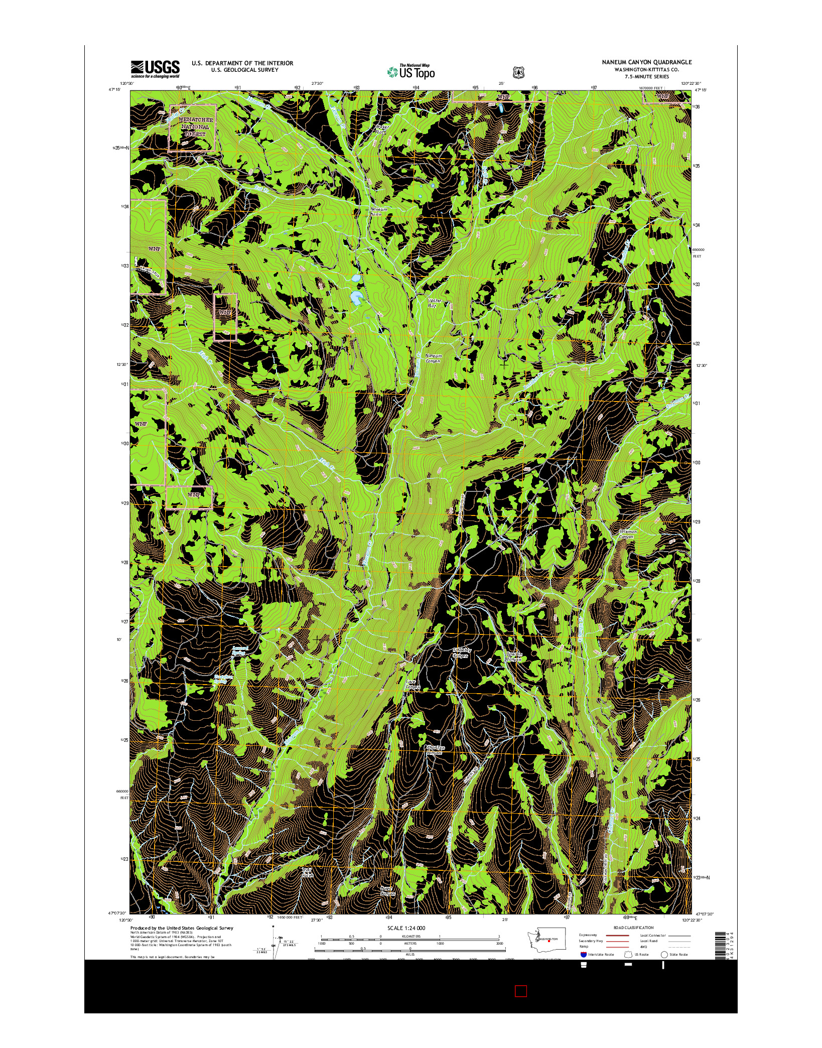 USGS US TOPO 7.5-MINUTE MAP FOR NANEUM CANYON, WA 2017