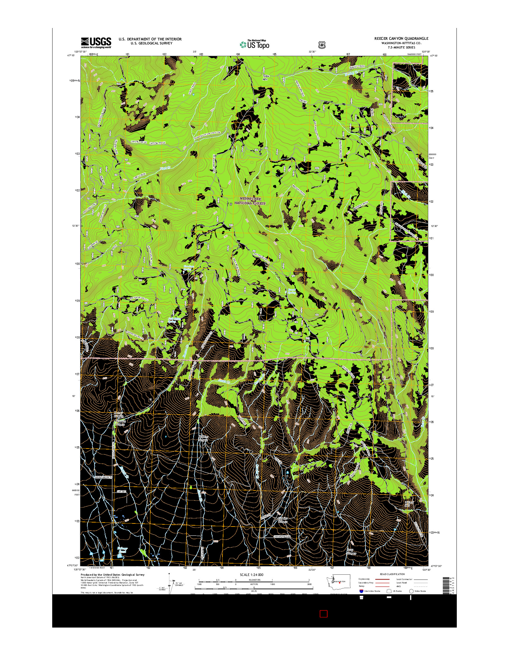 USGS US TOPO 7.5-MINUTE MAP FOR REECER CANYON, WA 2017