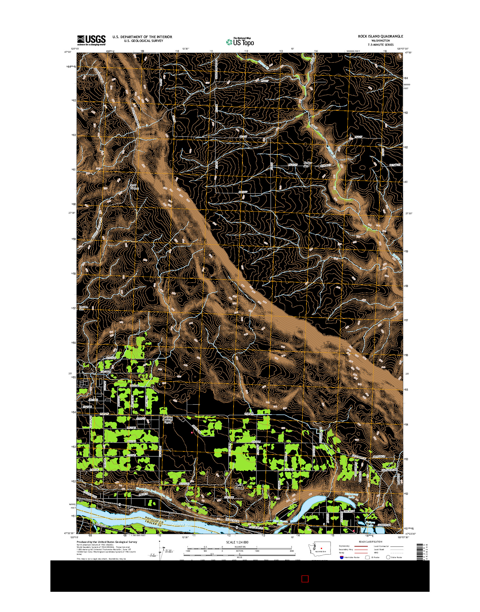 USGS US TOPO 7.5-MINUTE MAP FOR ROCK ISLAND, WA 2017