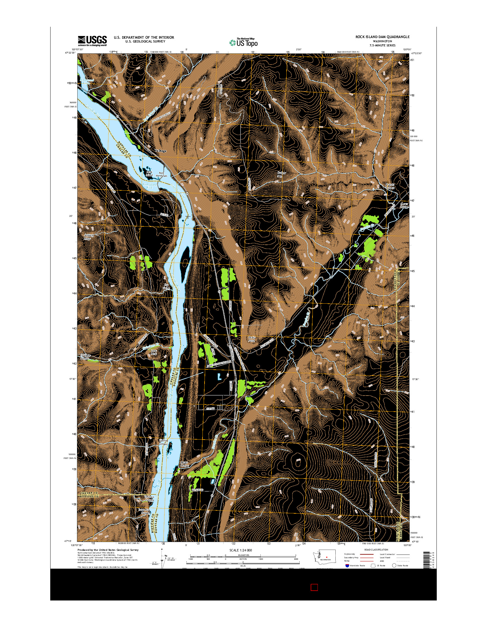 USGS US TOPO 7.5-MINUTE MAP FOR ROCK ISLAND DAM, WA 2017