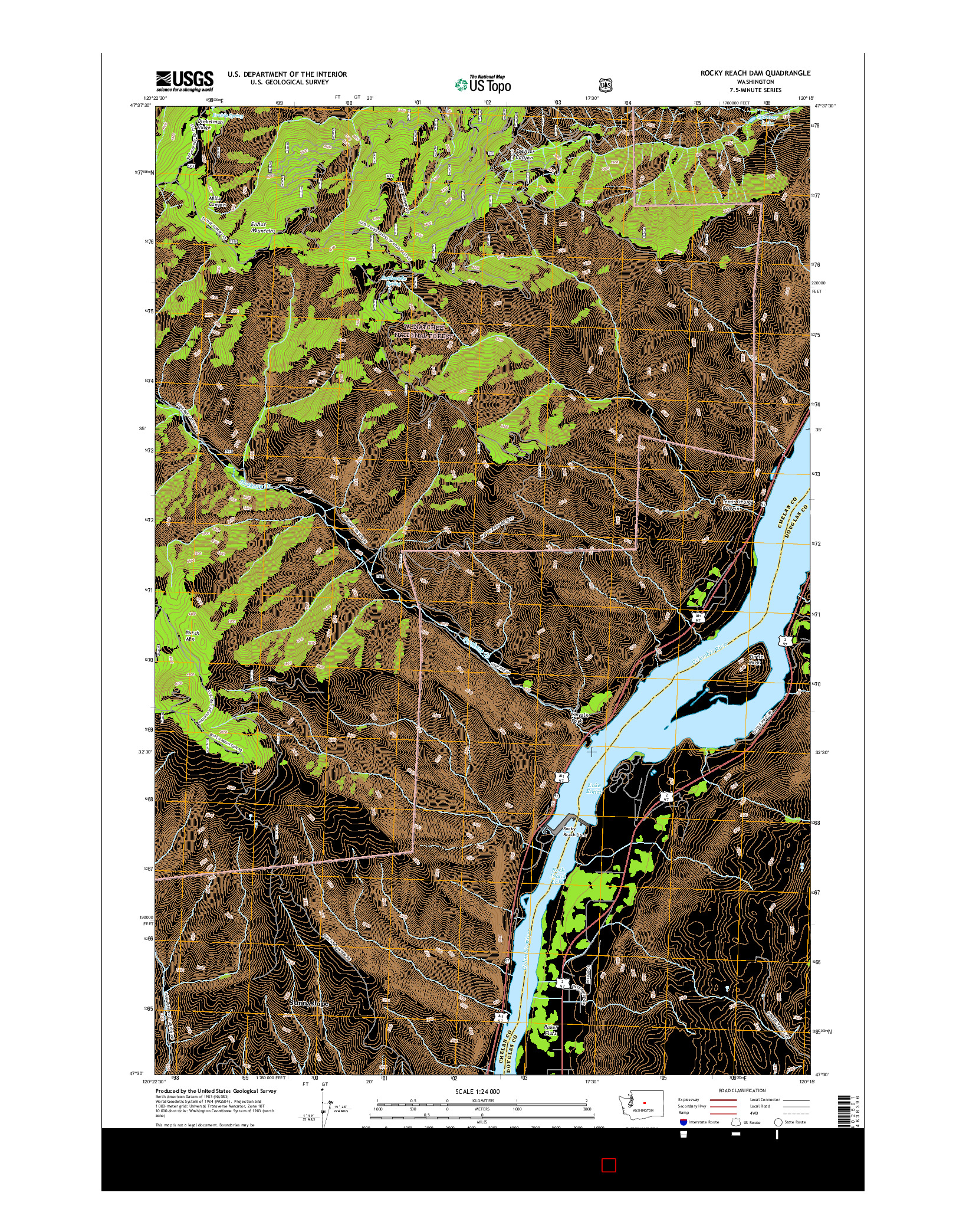 USGS US TOPO 7.5-MINUTE MAP FOR ROCKY REACH DAM, WA 2017