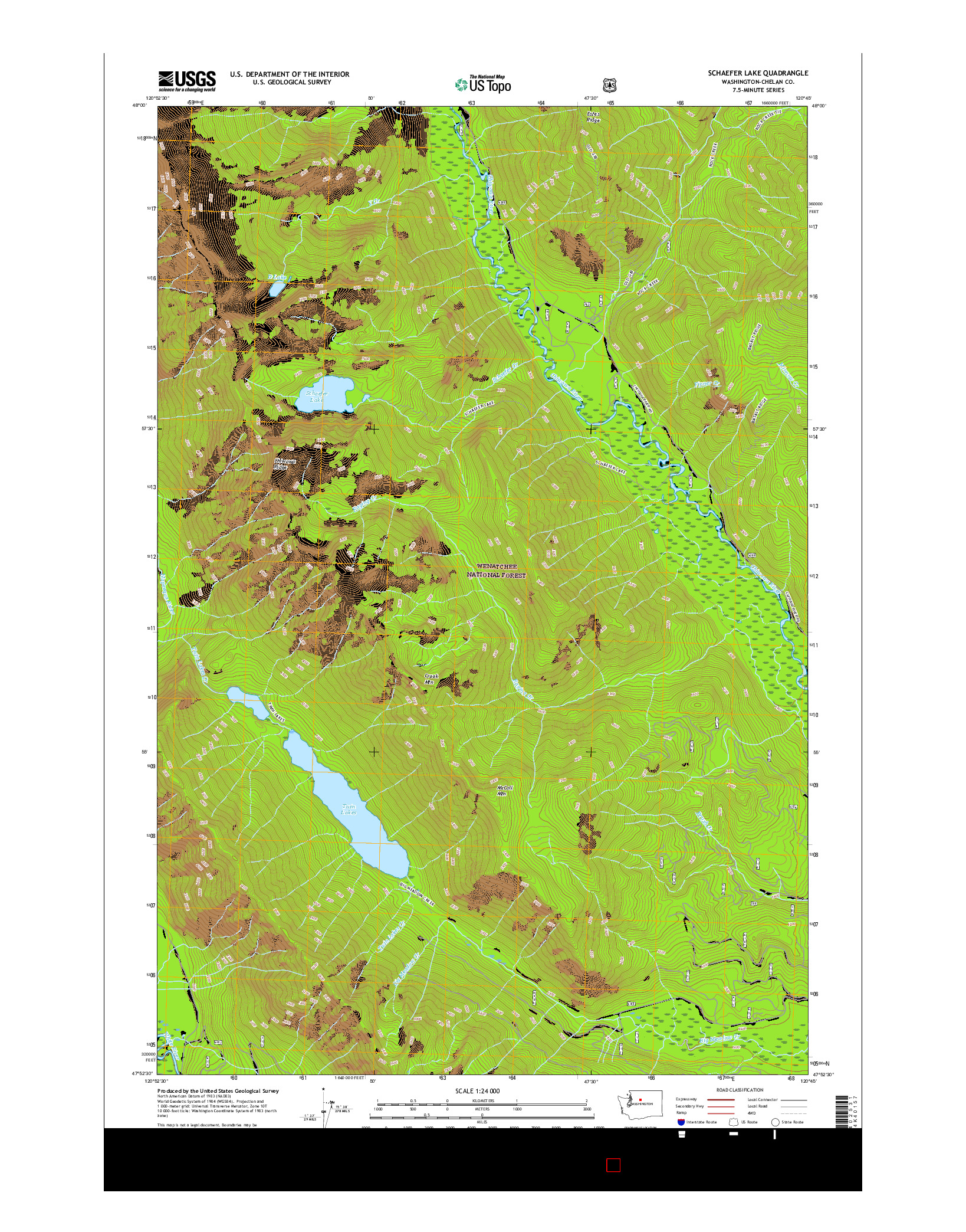 USGS US TOPO 7.5-MINUTE MAP FOR SCHAEFER LAKE, WA 2017