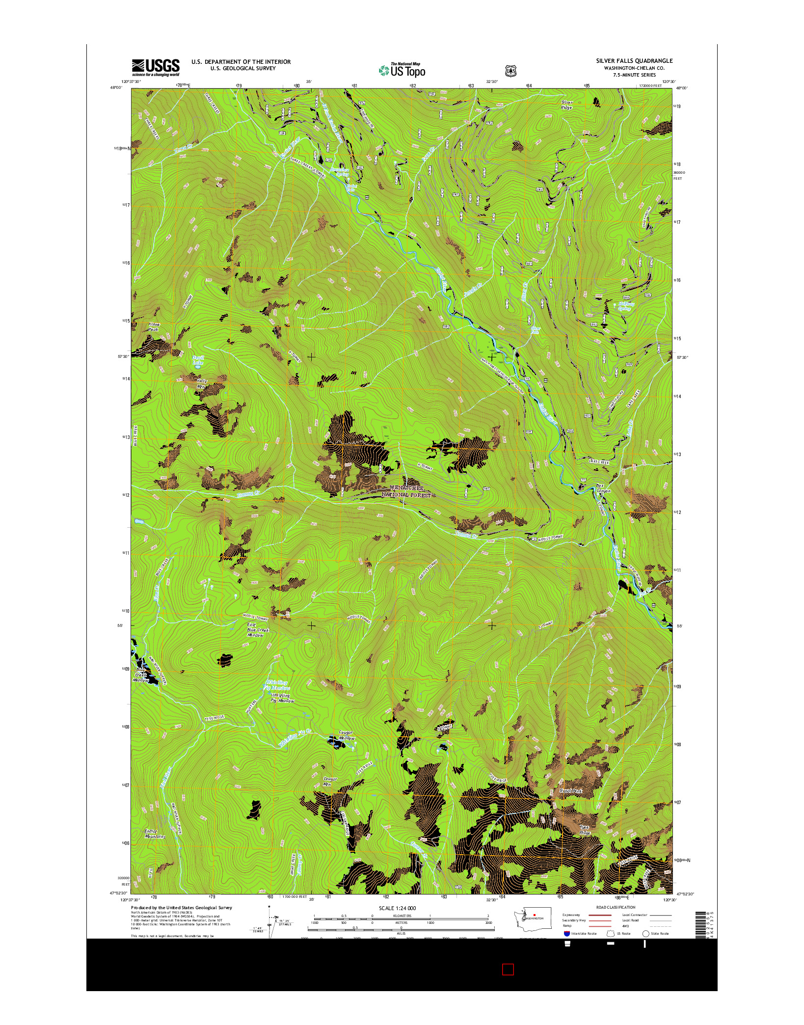 USGS US TOPO 7.5-MINUTE MAP FOR SILVER FALLS, WA 2017