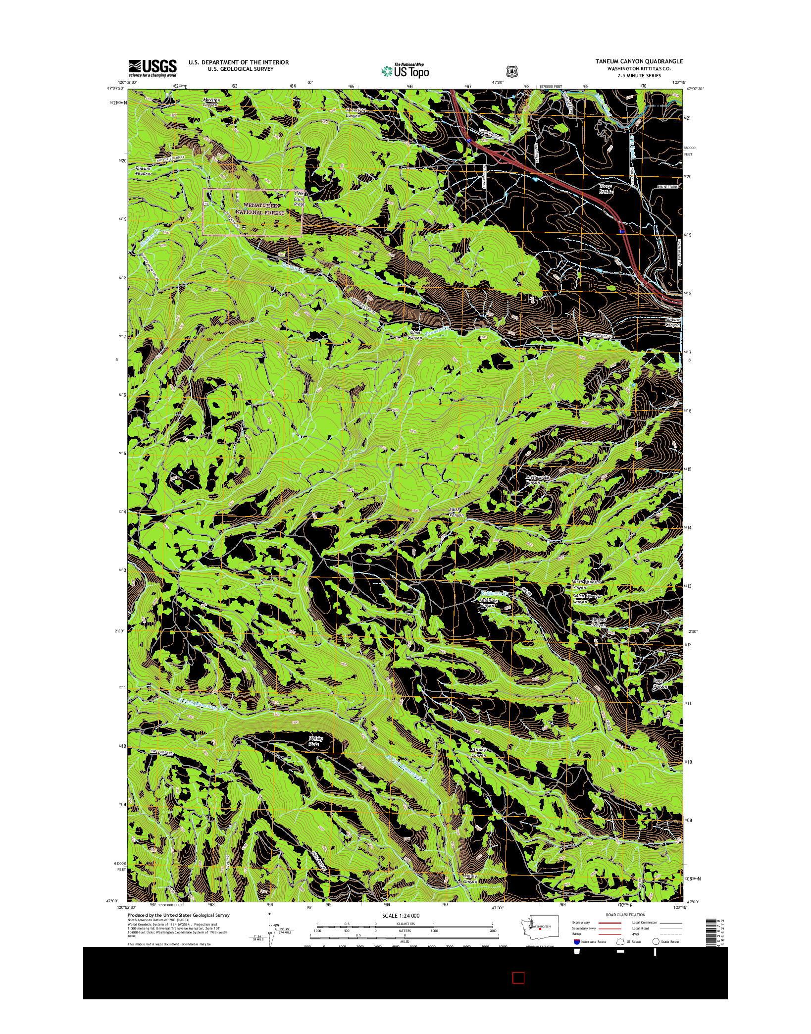 USGS US TOPO 7.5-MINUTE MAP FOR TANEUM CANYON, WA 2017