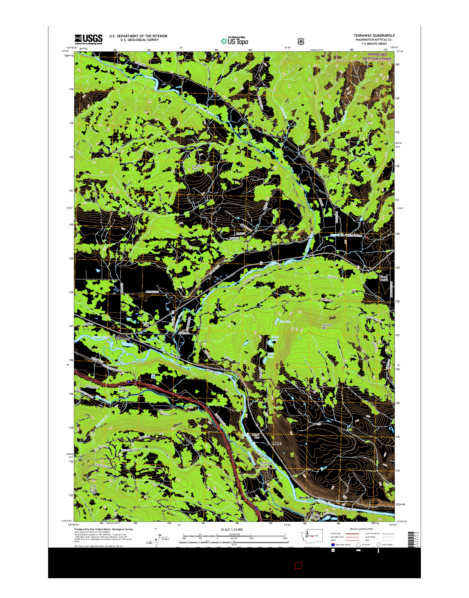 USGS US TOPO 7.5-MINUTE MAP FOR TEANAWAY, WA 2017