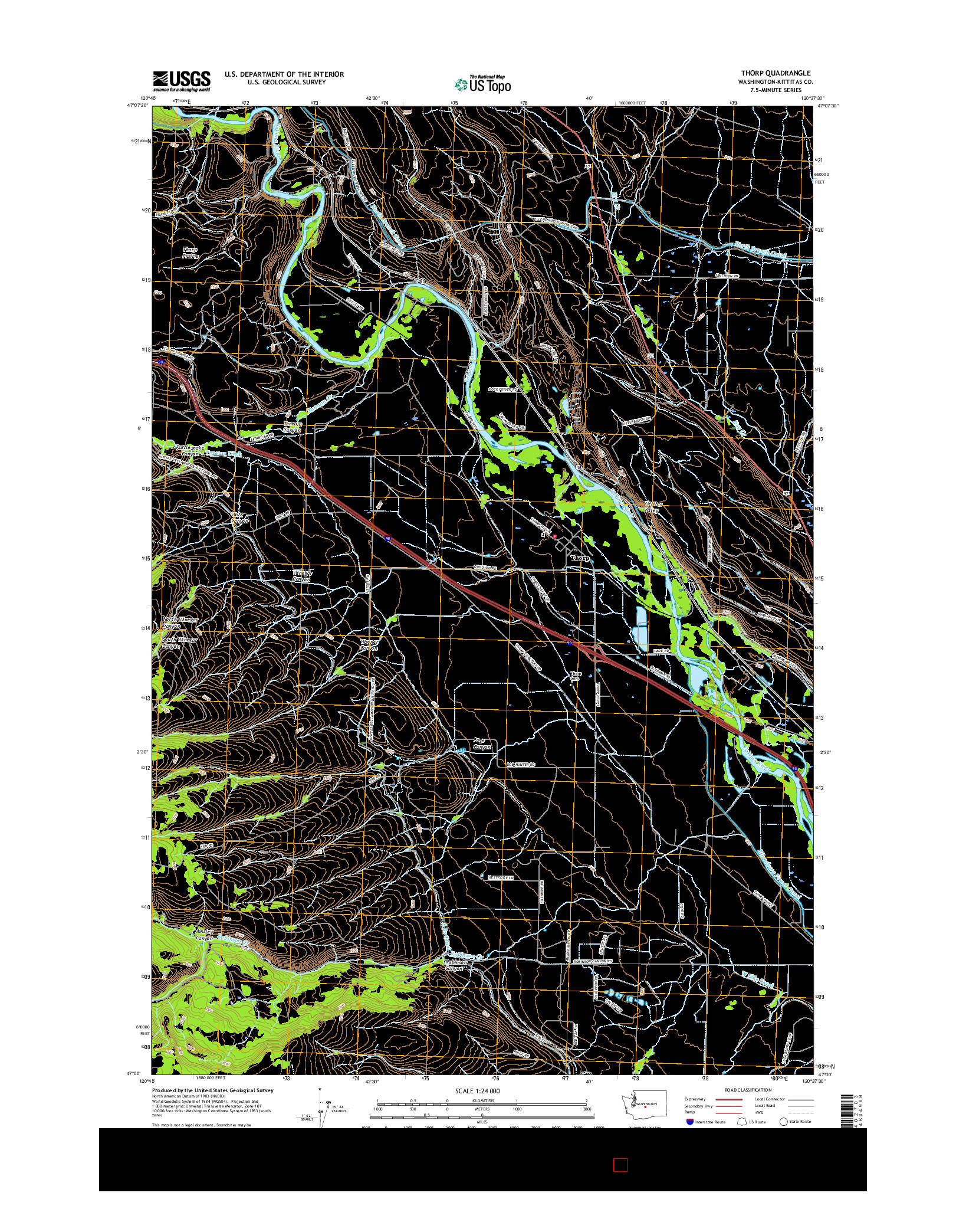 USGS US TOPO 7.5-MINUTE MAP FOR THORP, WA 2017