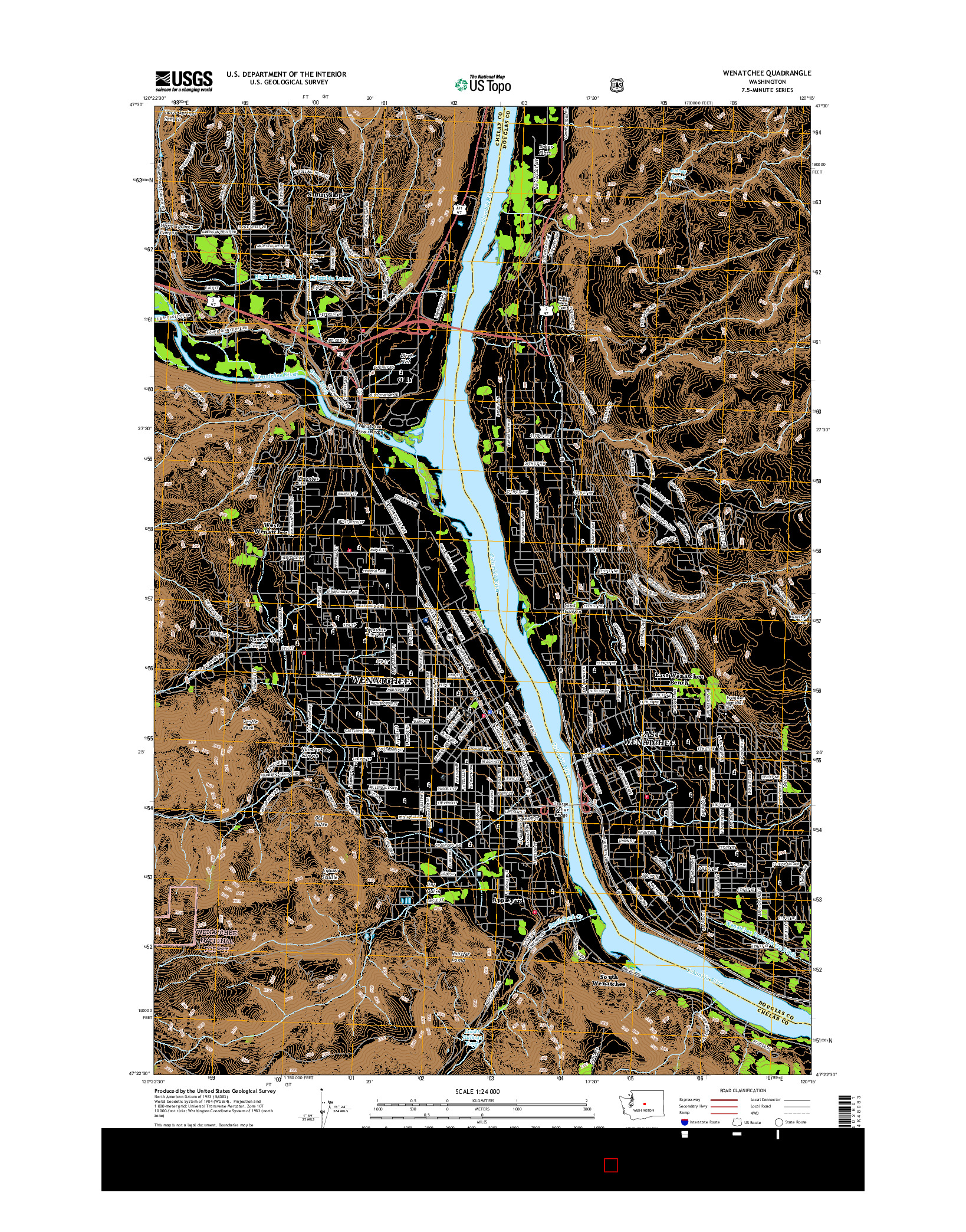 USGS US TOPO 7.5-MINUTE MAP FOR WENATCHEE, WA 2017