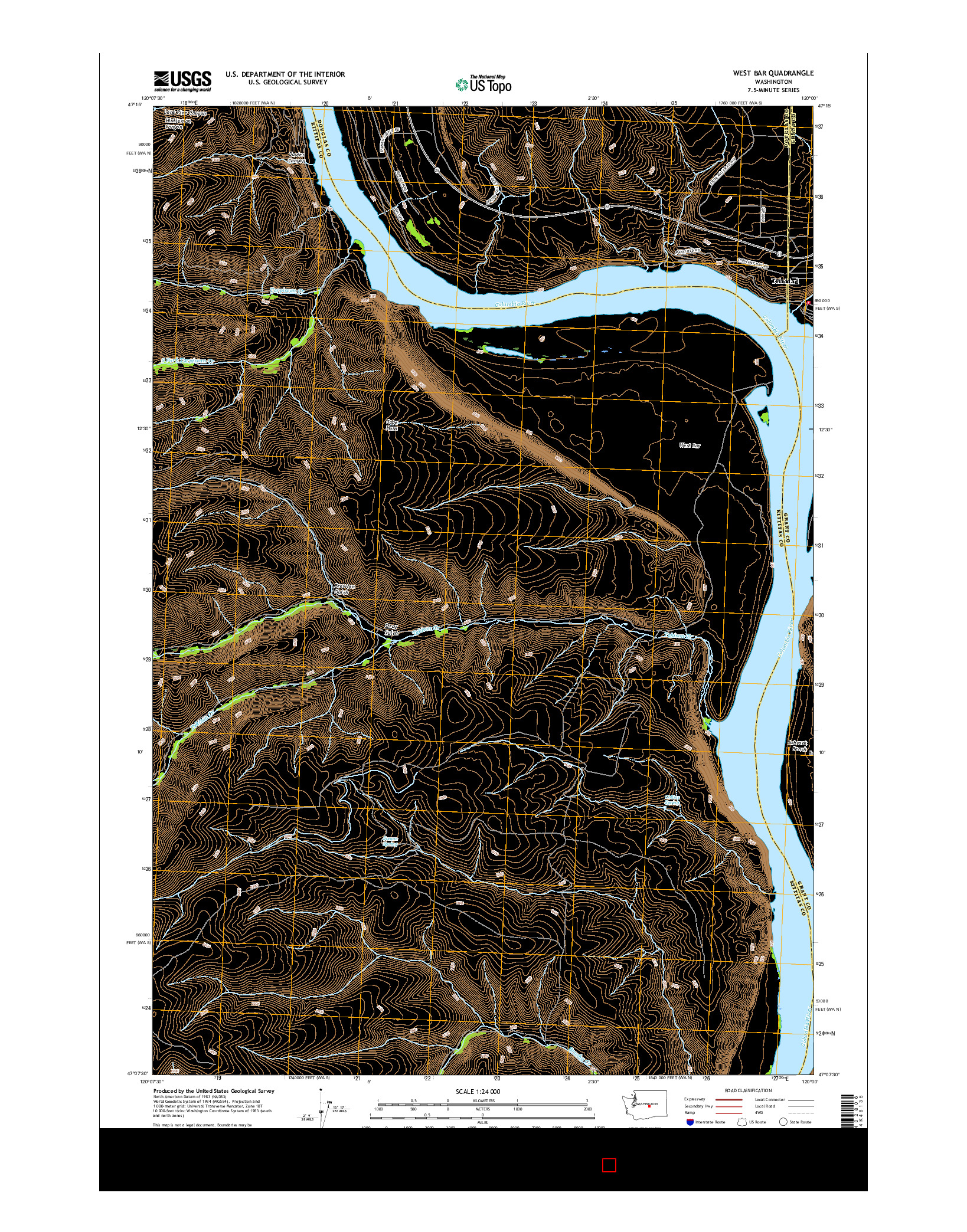 USGS US TOPO 7.5-MINUTE MAP FOR WEST BAR, WA 2017
