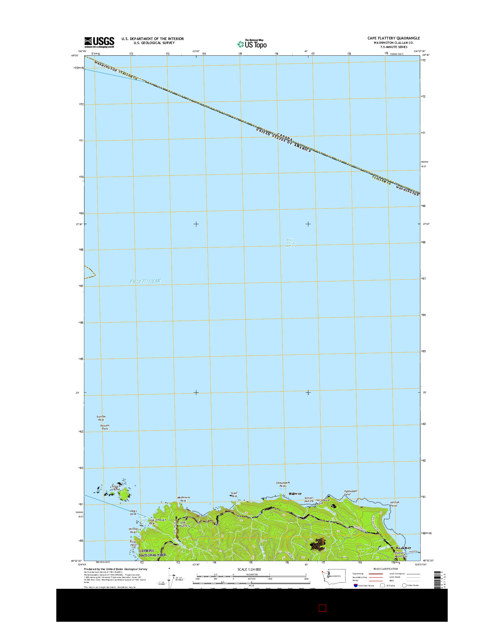 USGS US TOPO 7.5-MINUTE MAP FOR CAPE FLATTERY, WA 2017