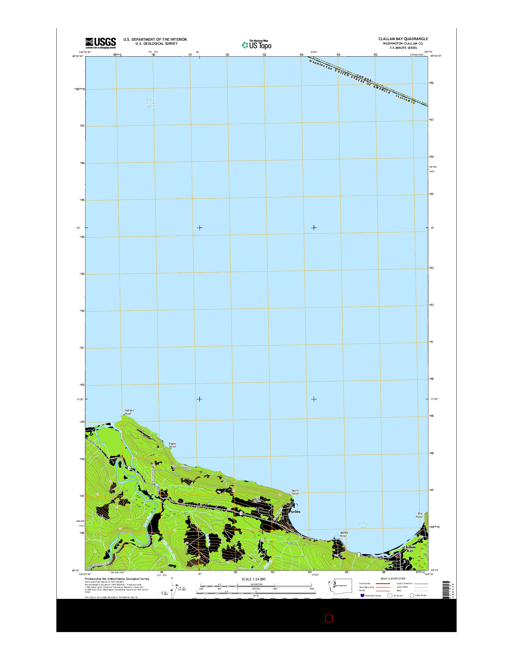 USGS US TOPO 7.5-MINUTE MAP FOR CLALLAM BAY, WA 2017