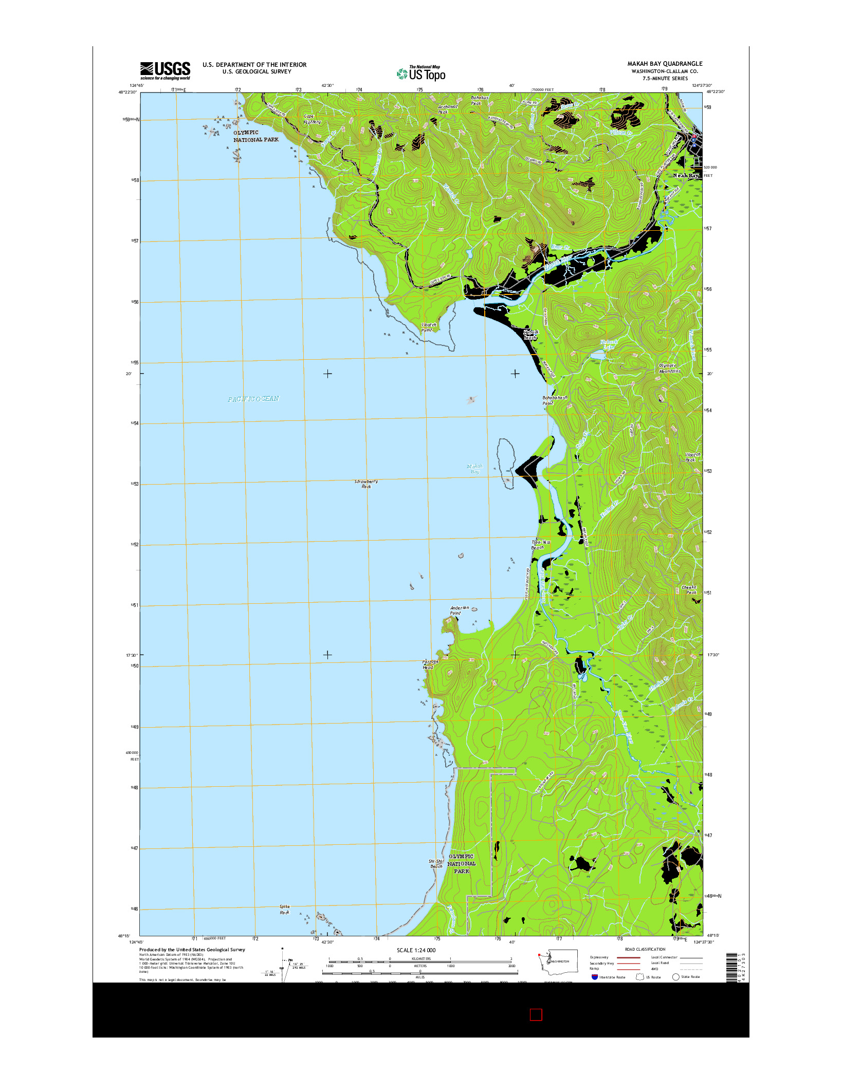 USGS US TOPO 7.5-MINUTE MAP FOR MAKAH BAY, WA 2017