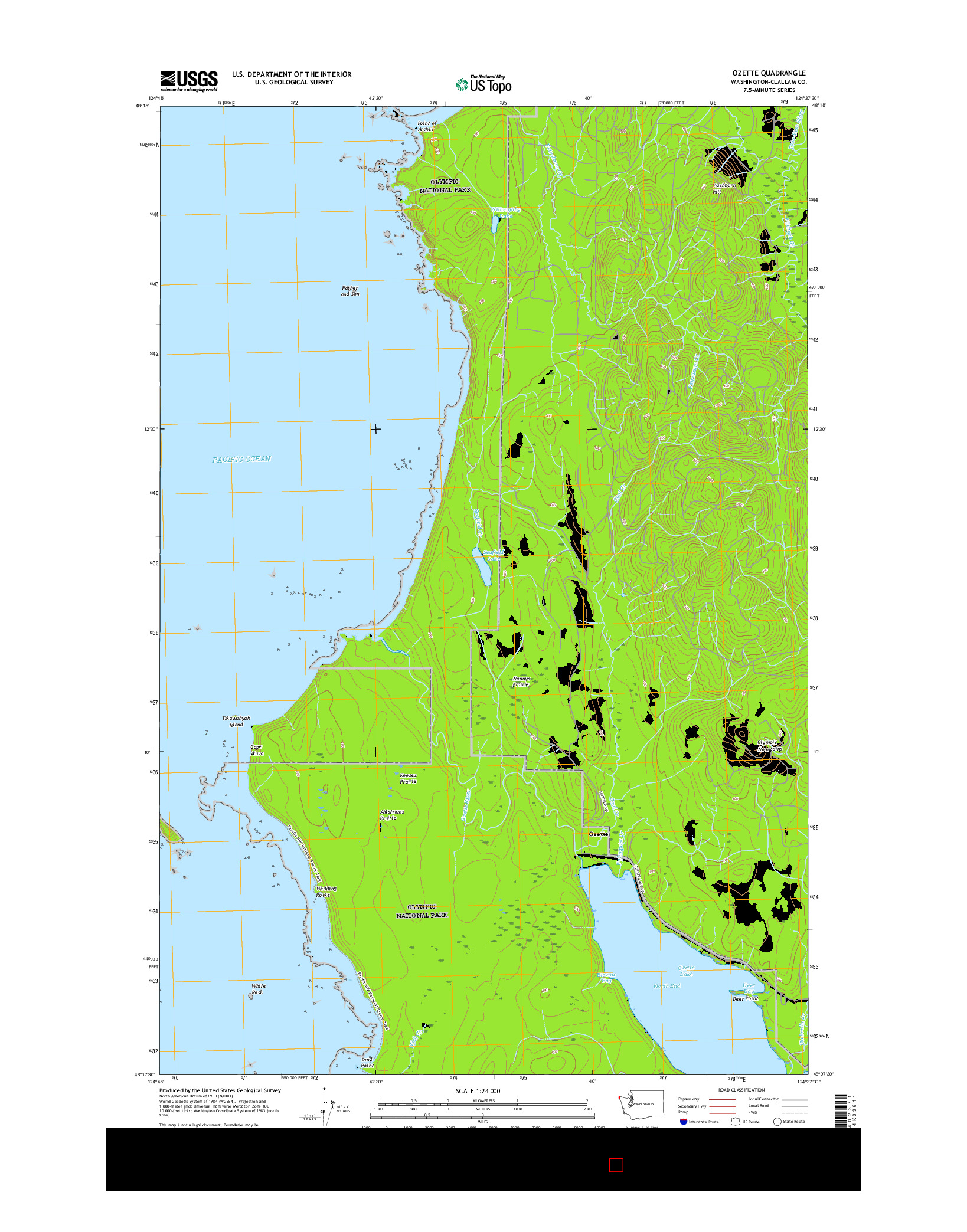 USGS US TOPO 7.5-MINUTE MAP FOR OZETTE, WA 2017