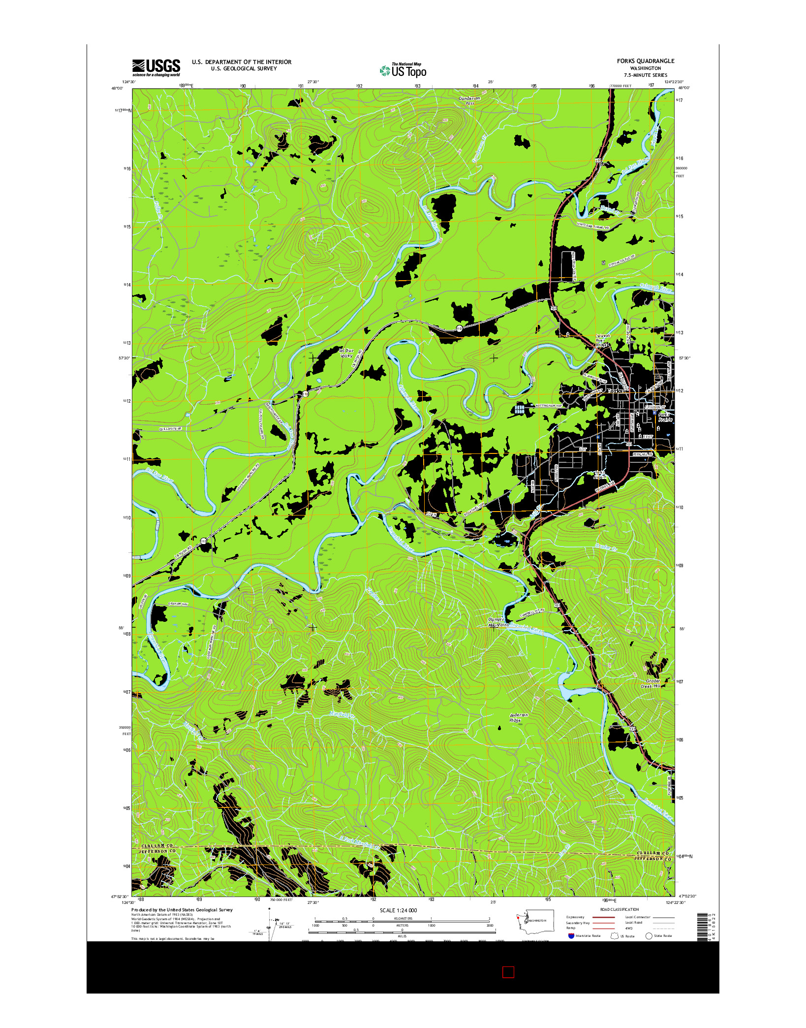 USGS US TOPO 7.5-MINUTE MAP FOR FORKS, WA 2017