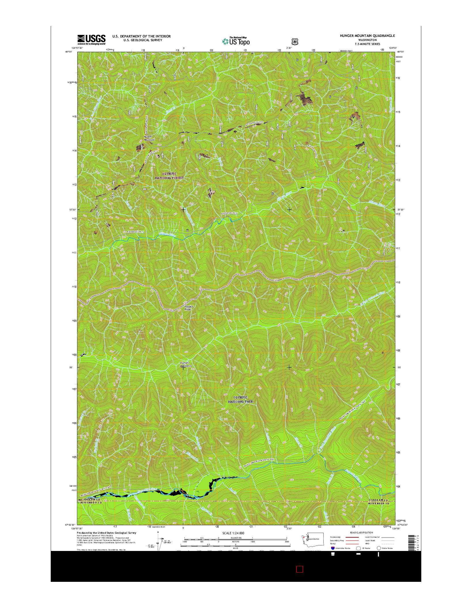 USGS US TOPO 7.5-MINUTE MAP FOR HUNGER MOUNTAIN, WA 2017