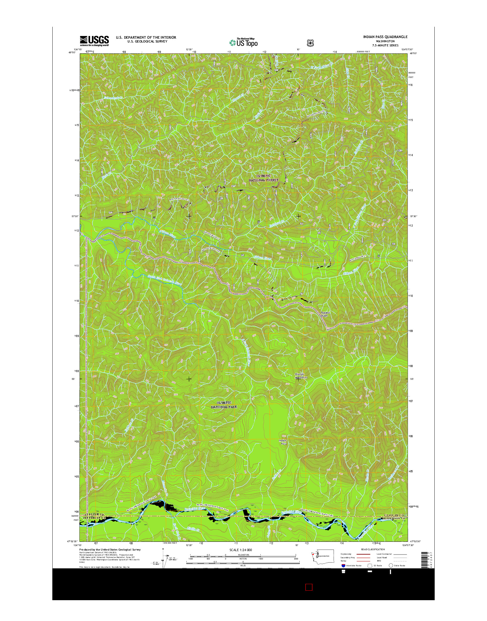 USGS US TOPO 7.5-MINUTE MAP FOR INDIAN PASS, WA 2017