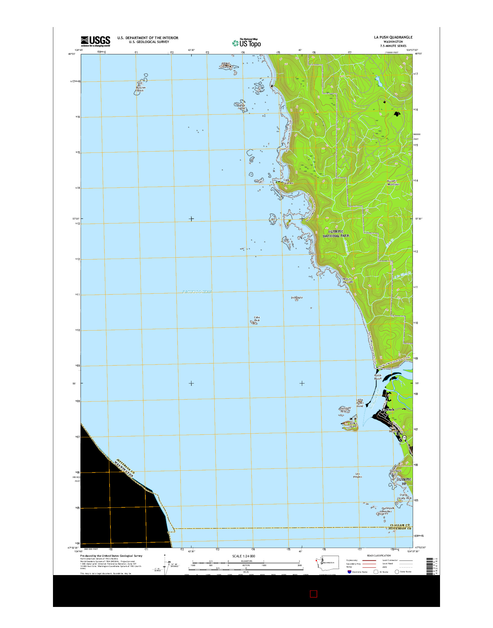 USGS US TOPO 7.5-MINUTE MAP FOR LA PUSH, WA 2017