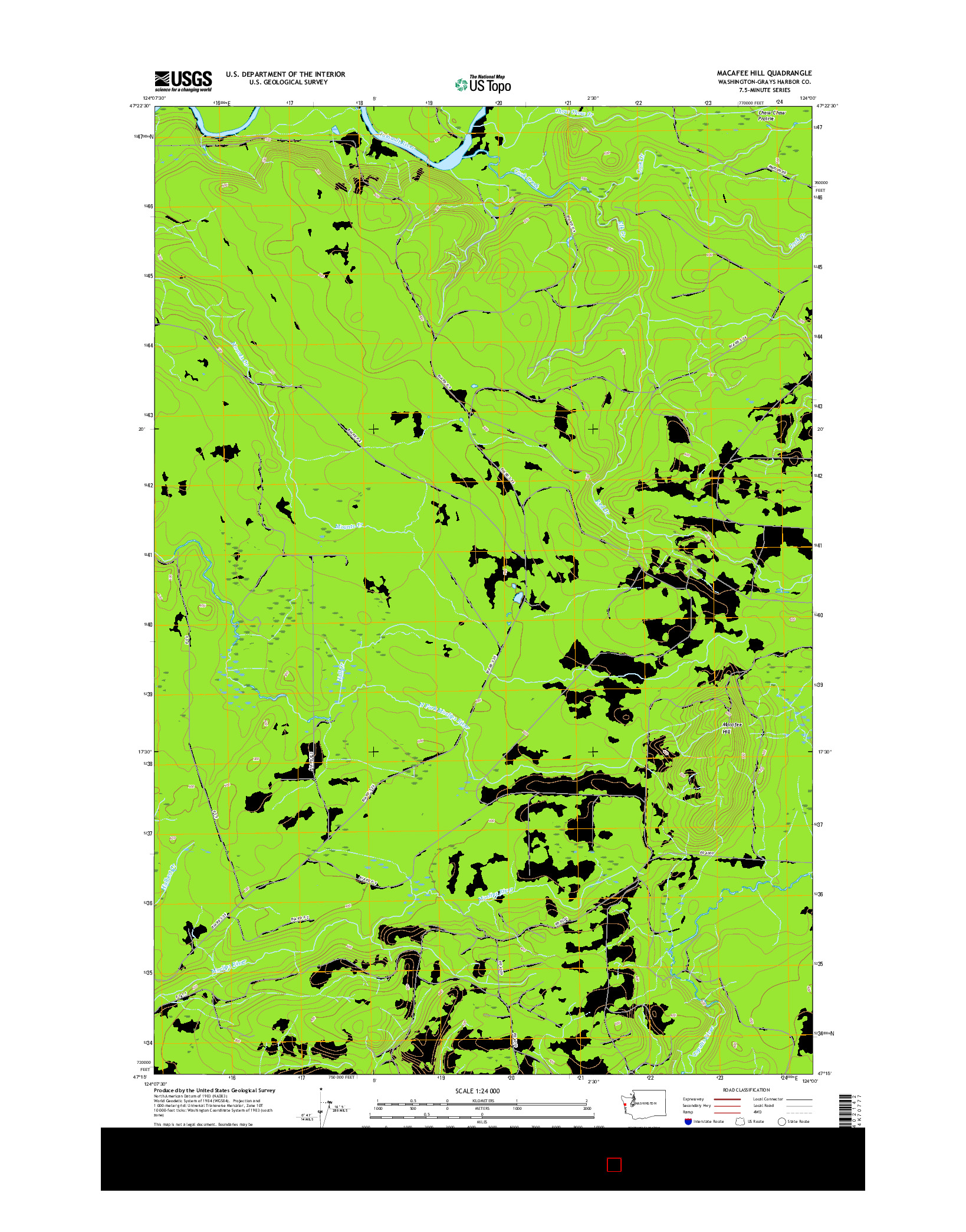 USGS US TOPO 7.5-MINUTE MAP FOR MACAFEE HILL, WA 2017