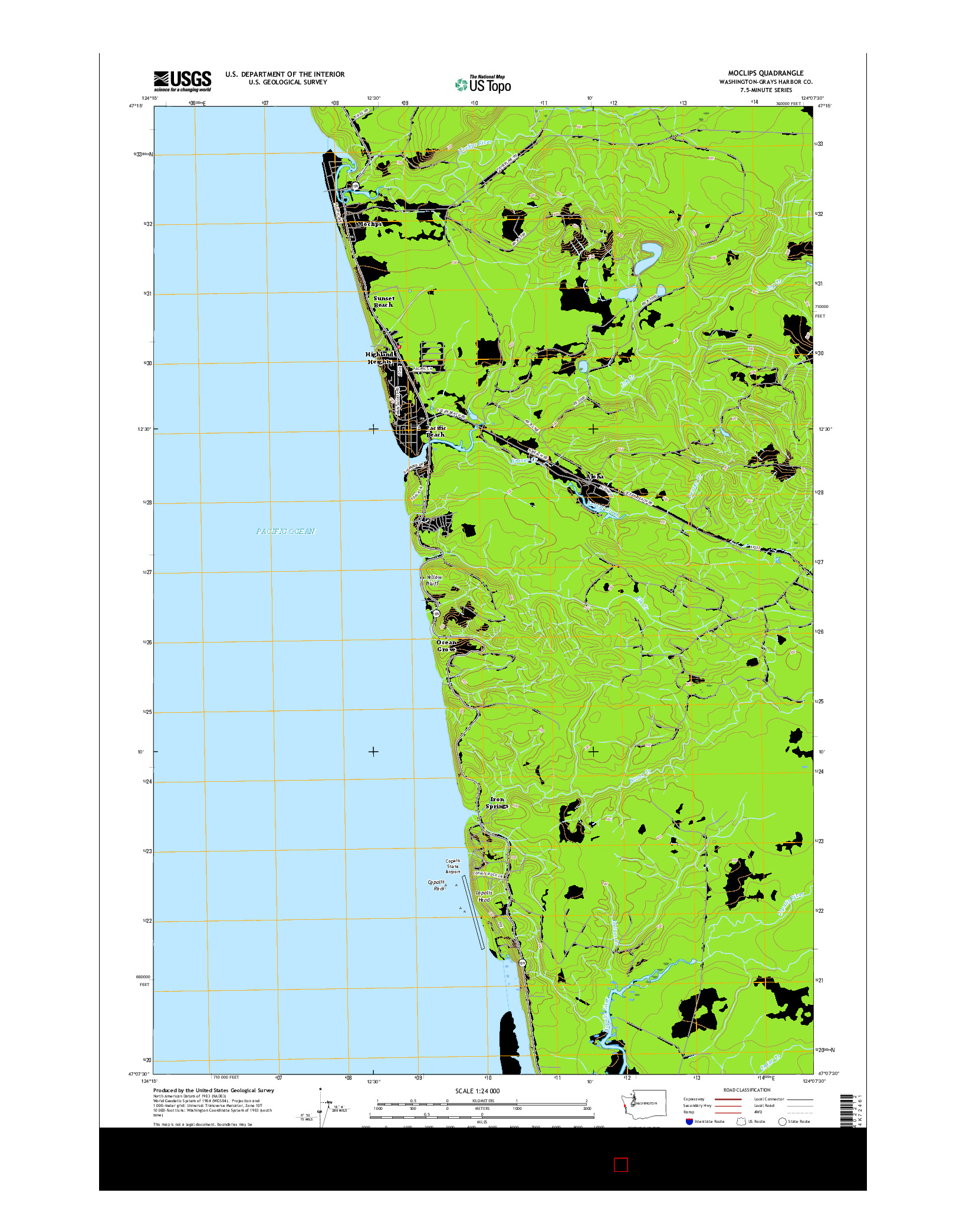 USGS US TOPO 7.5-MINUTE MAP FOR MOCLIPS, WA 2017