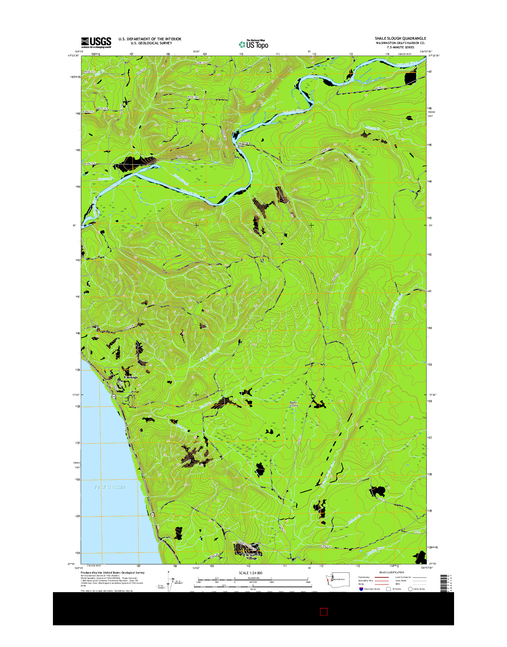 USGS US TOPO 7.5-MINUTE MAP FOR SHALE SLOUGH, WA 2017